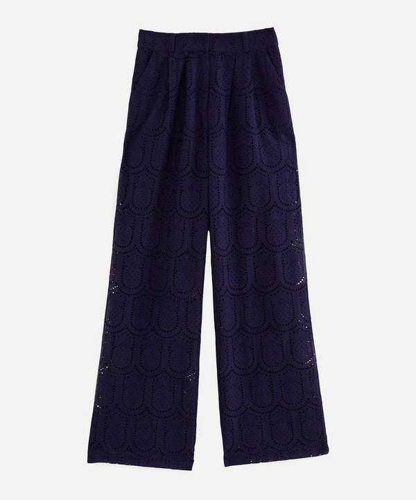 FARM Rio - Navy Blue Pineapple Eyelet Trousers image number null