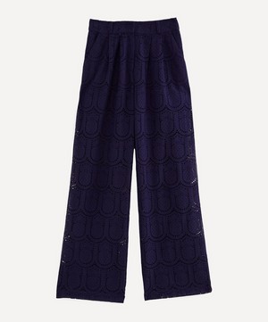 FARM Rio - Navy Blue Pineapple Eyelet Trousers image number 0