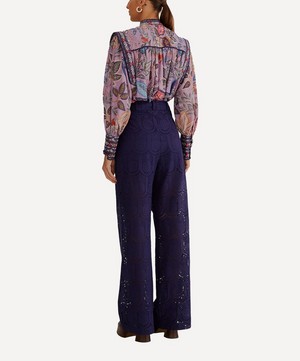 FARM Rio - Navy Blue Pineapple Eyelet Trousers image number 2