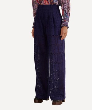 FARM Rio - Navy Blue Pineapple Eyelet Trousers image number 3