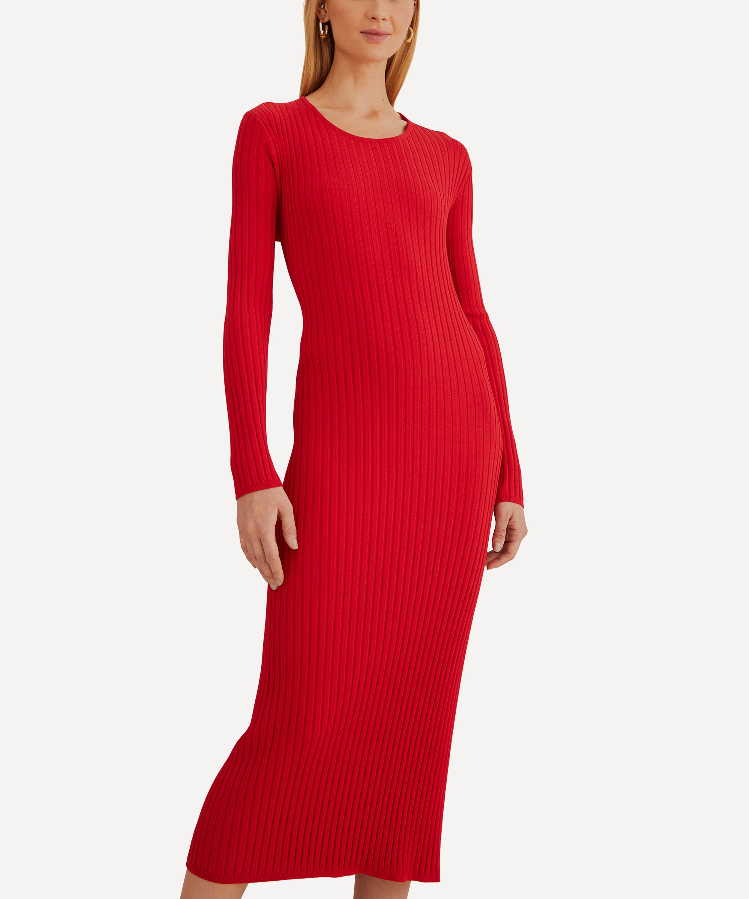 FARM Rio - Red Knit Midi-Dress image number 1