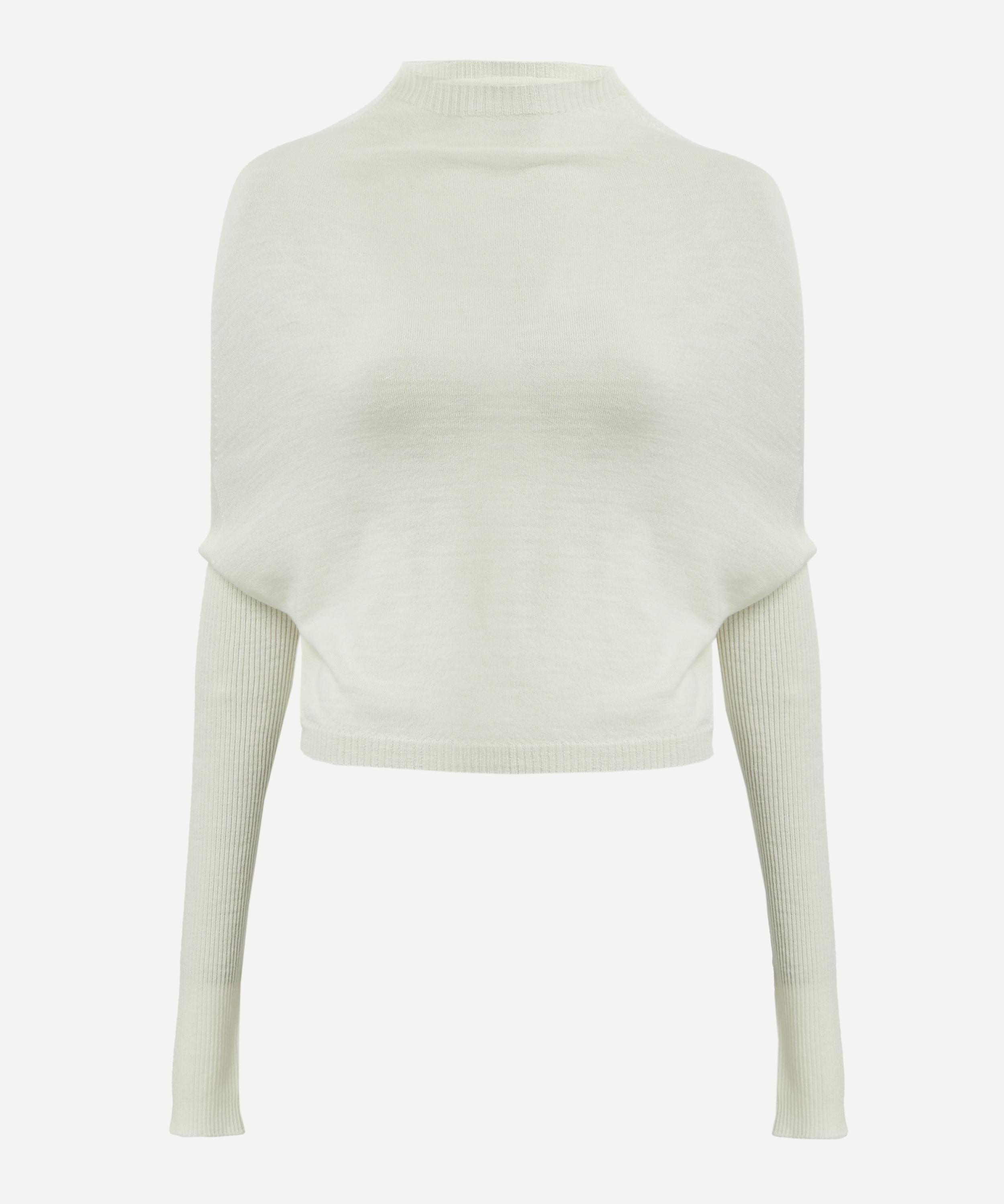 White Knit Jumper Turtle Neck Crop