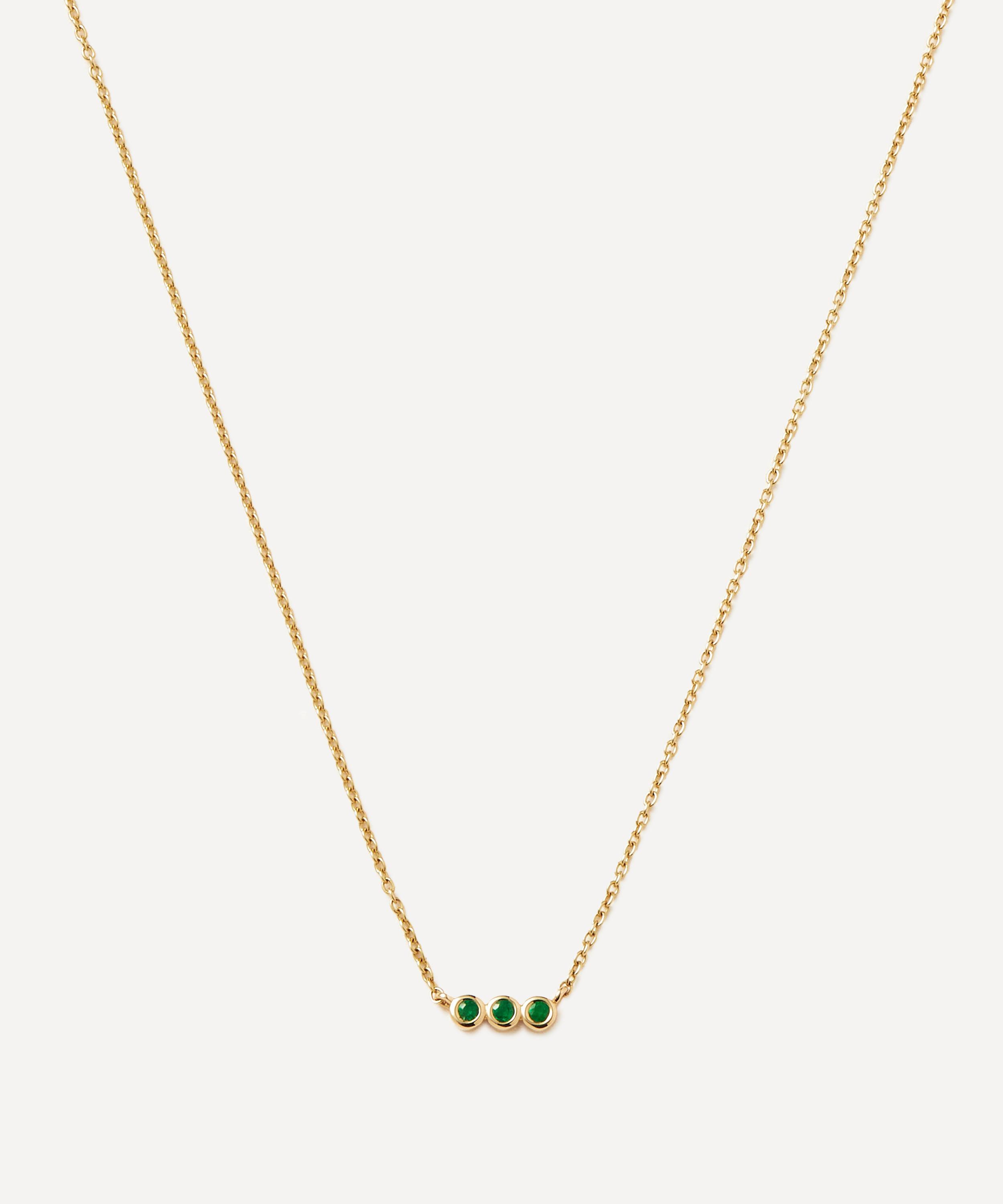 Missoma - 14ct Gold Fine Emerald Solitaire Trio Pendant Necklace image number 0