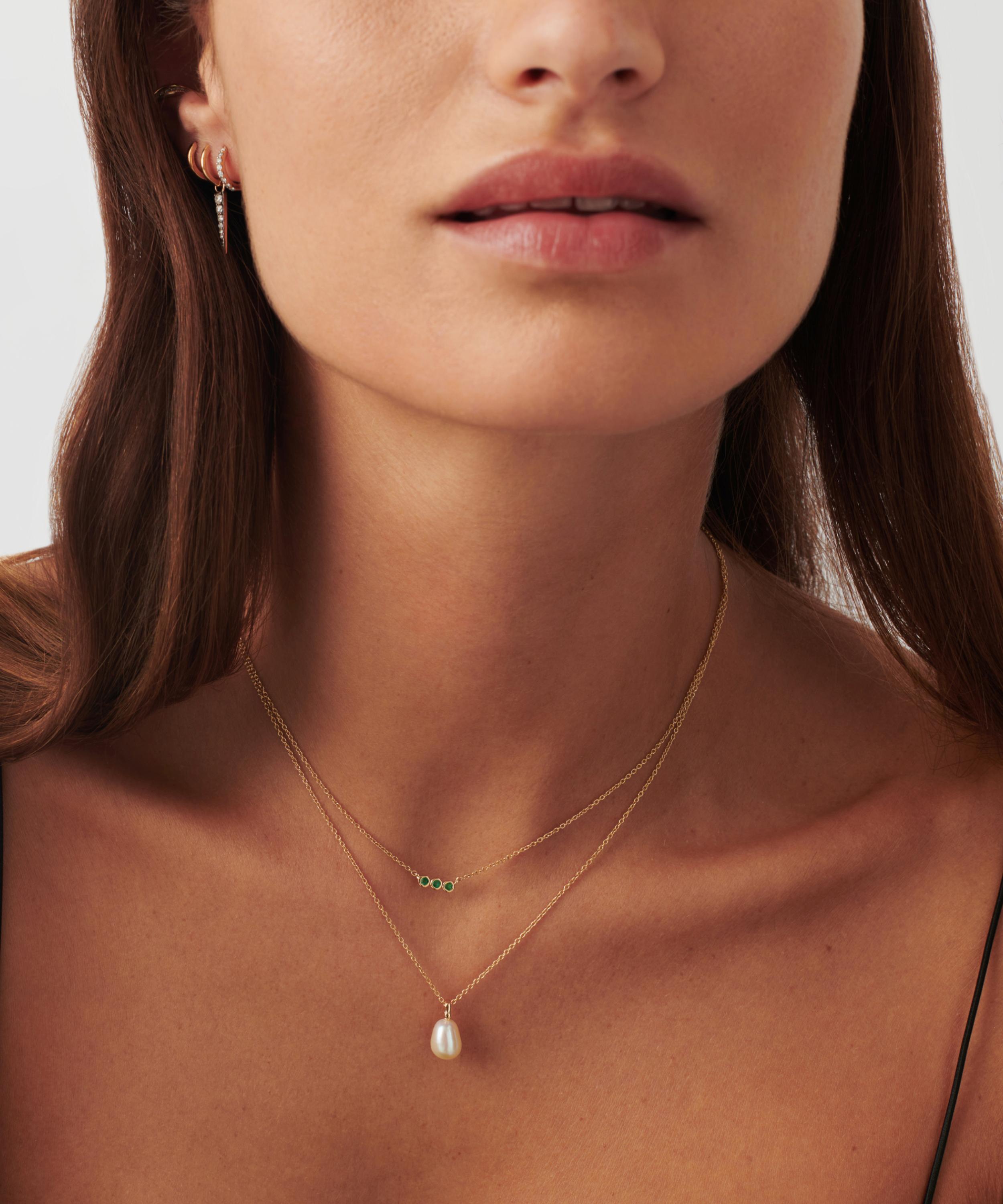 Missoma - 14ct Gold Fine Emerald Solitaire Trio Pendant Necklace image number 1