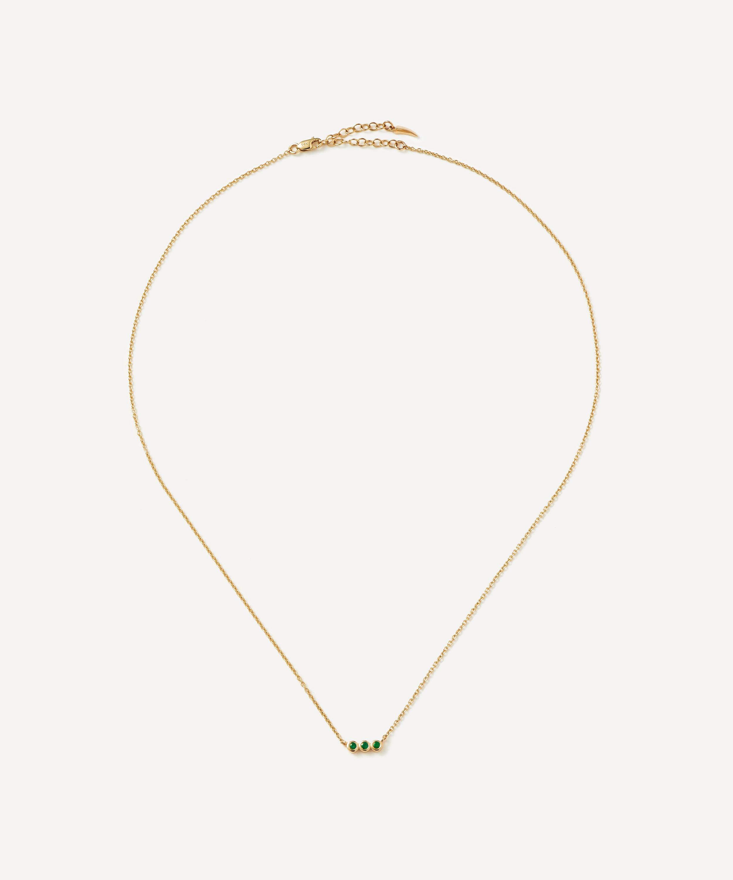 Missoma - 14ct Gold Fine Emerald Solitaire Trio Pendant Necklace image number 2