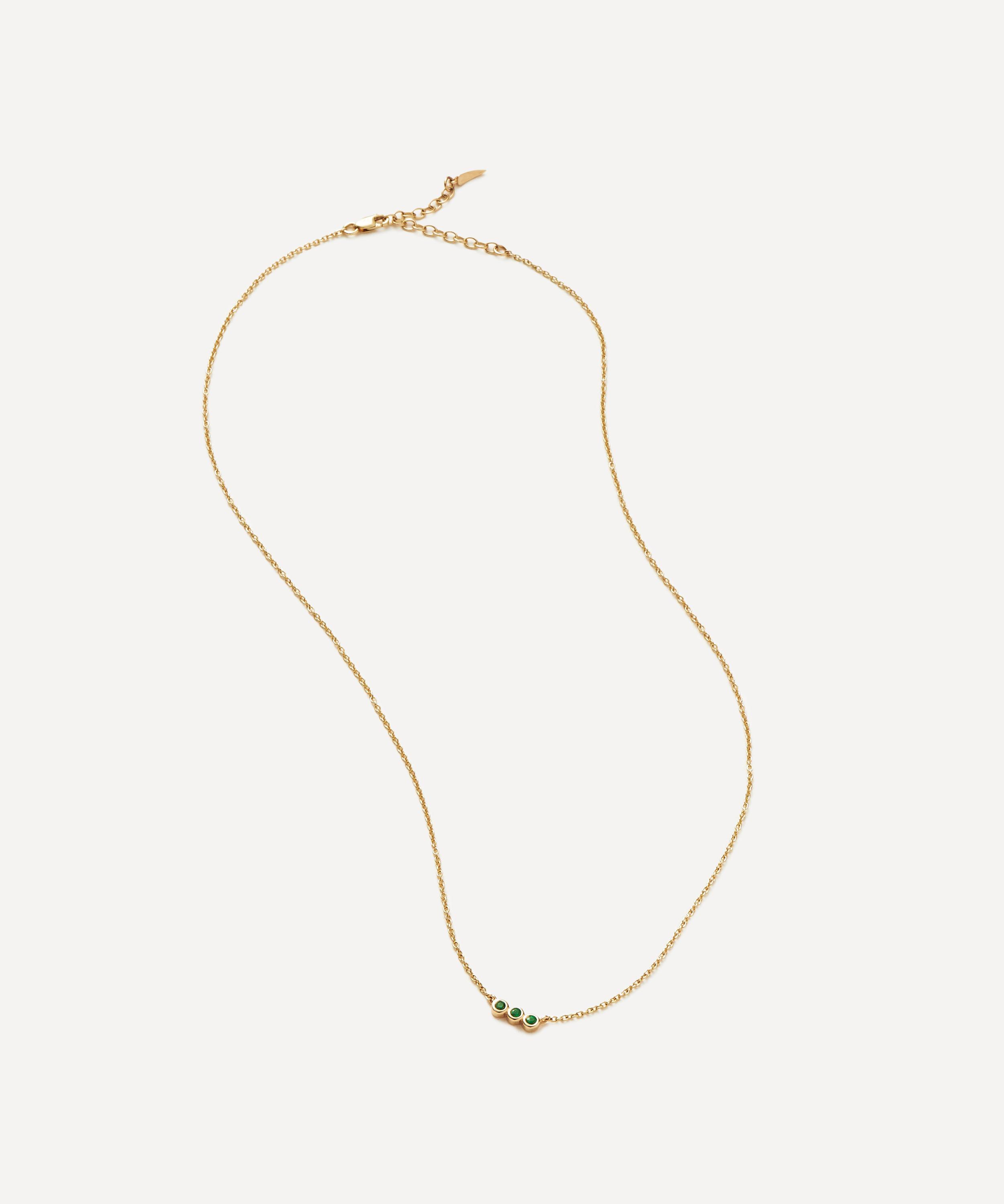 Missoma - 14ct Gold Fine Emerald Solitaire Trio Pendant Necklace image number 3