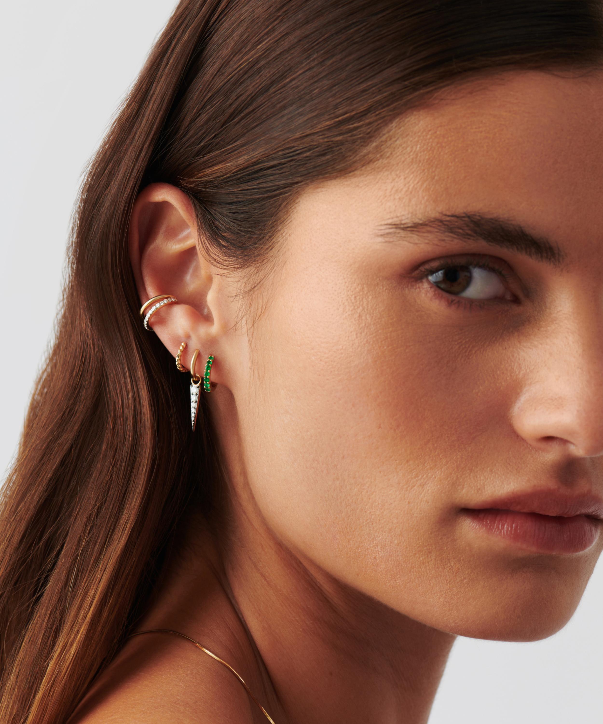 Missoma - 14ct Gold Fine Emerald Huggie Hoop Earrings image number 1