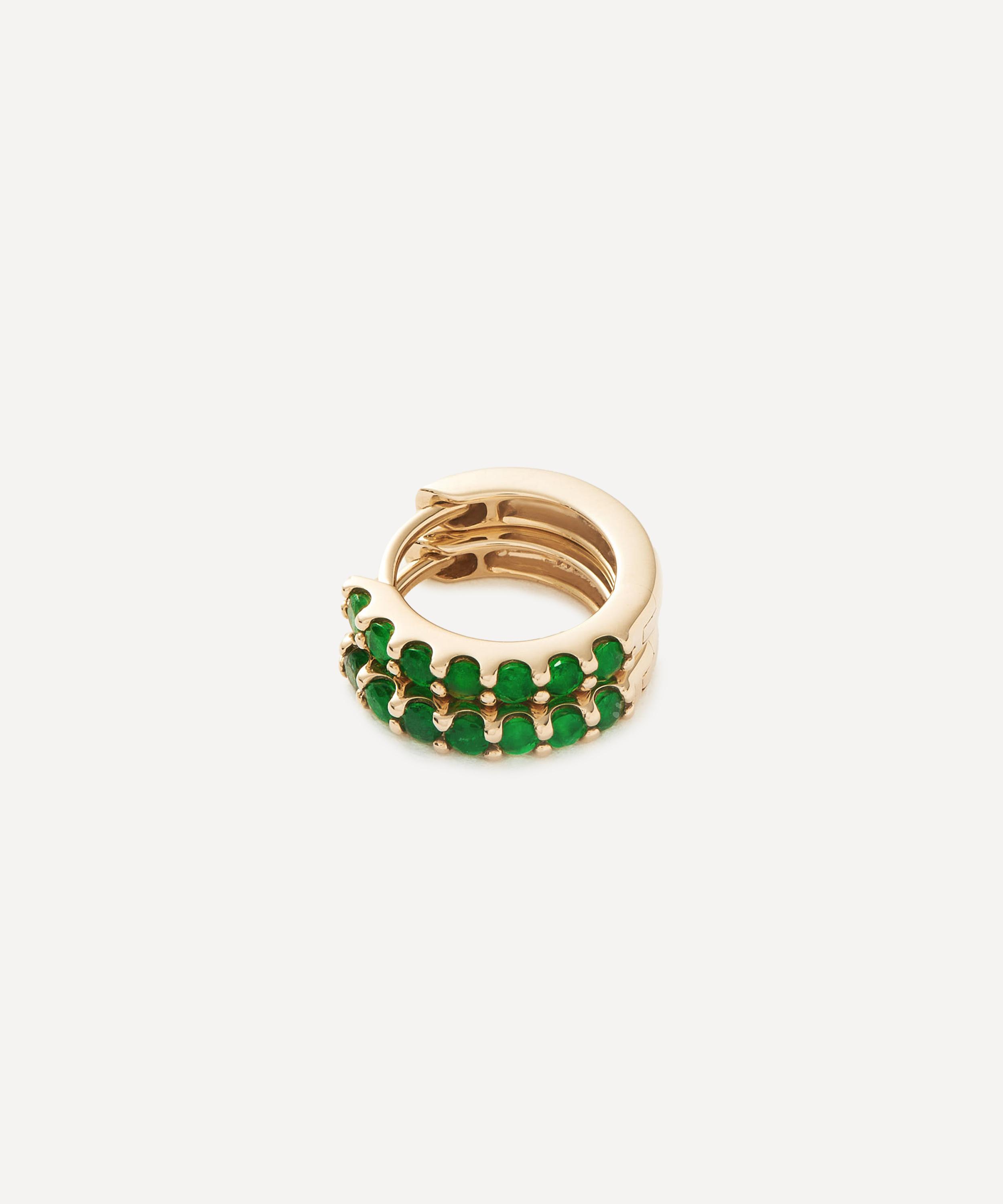 Missoma - 14ct Gold Fine Emerald Huggie Hoop Earrings image number 3