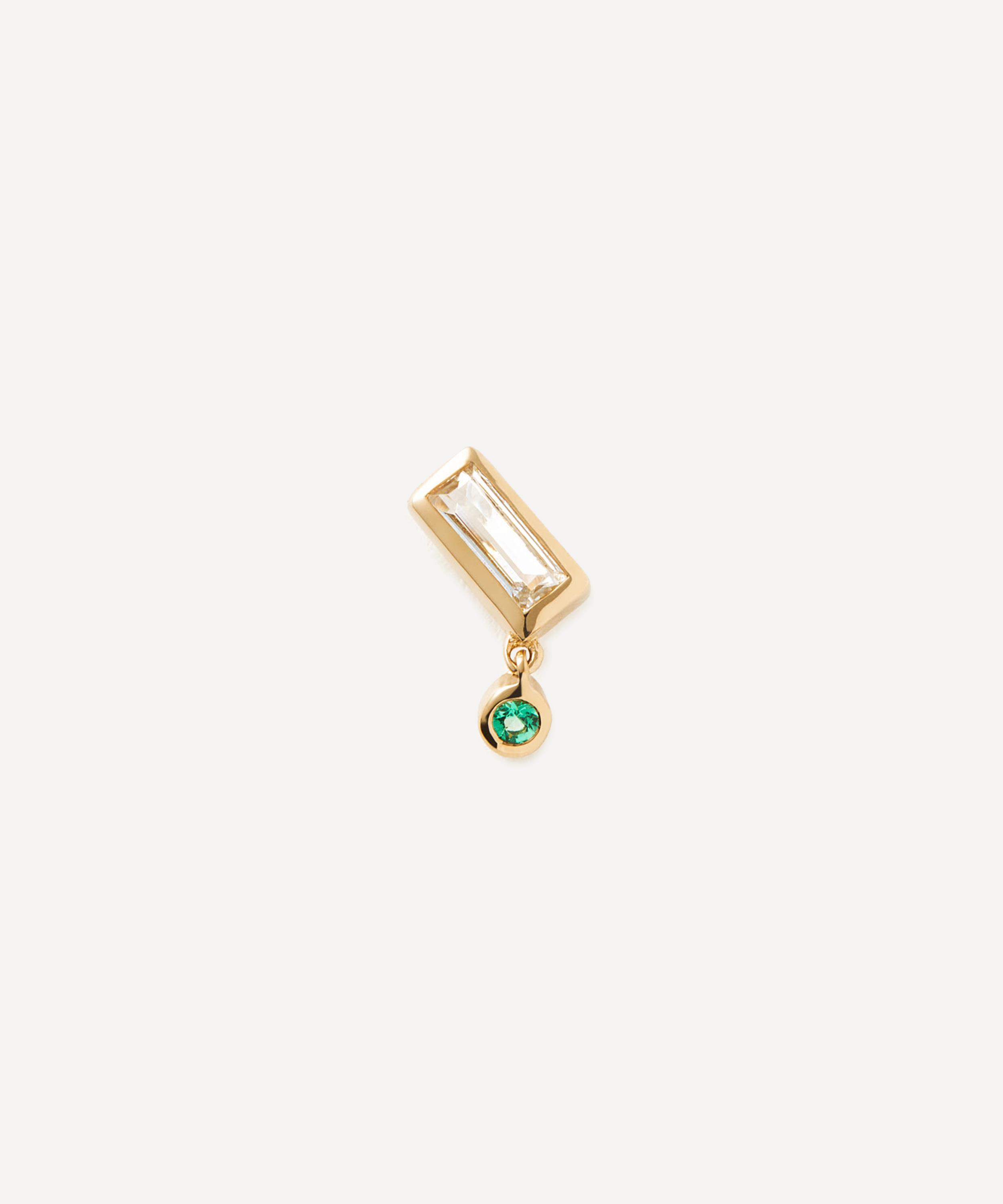 Missoma - 14ct Gold Fine Emerald Single Drop Stud Earring image number 0