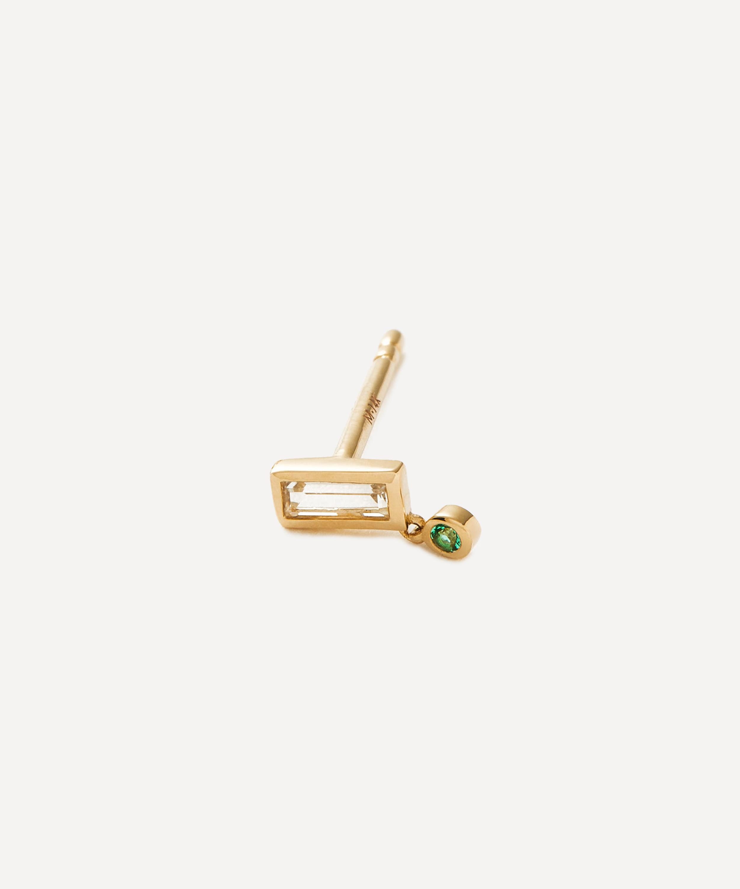 Missoma - 14ct Gold Fine Emerald Single Drop Stud Earring image number 3