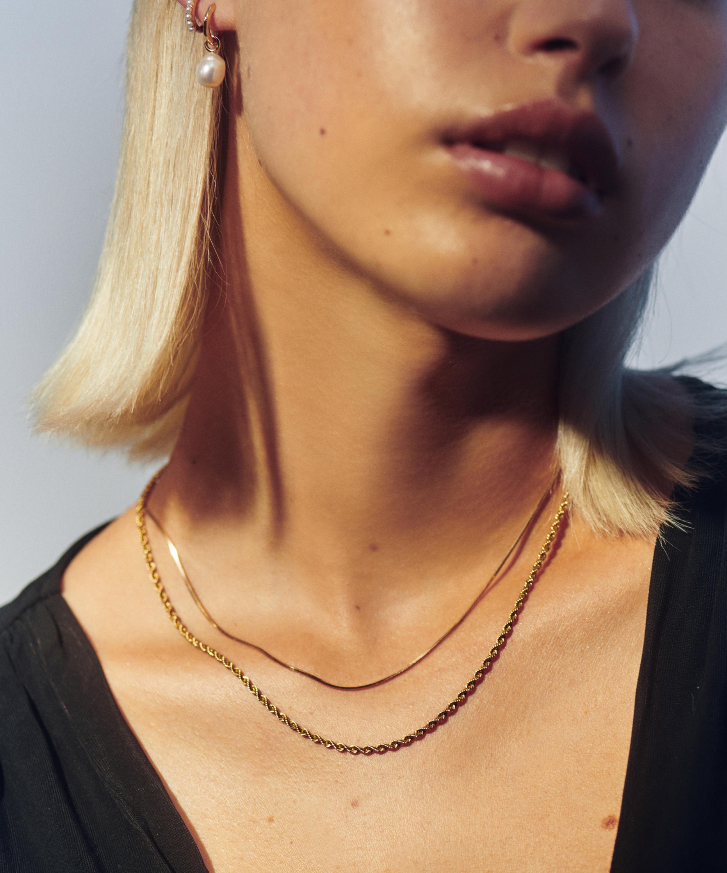 Missoma - 14ct Gold Fine Square Snake Chain Necklace image number 1