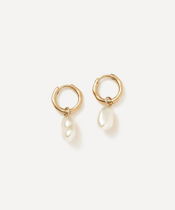 Missoma - 14ct Gold Fine Pearl Drop Mini Hoop Earrings image number null