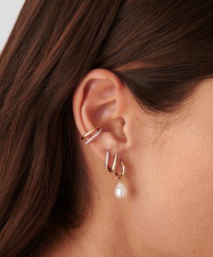Missoma - 14ct Gold Fine Pearl Drop Mini Hoop Earrings image number 1