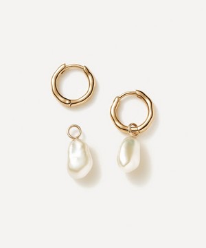 Missoma - 14ct Gold Fine Pearl Drop Mini Hoop Earrings image number 2