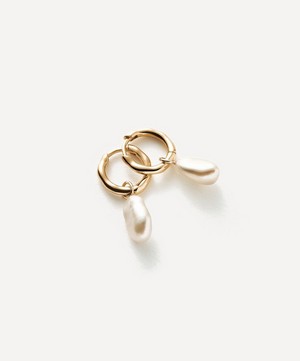 Missoma - 14ct Gold Fine Pearl Drop Mini Hoop Earrings image number 3