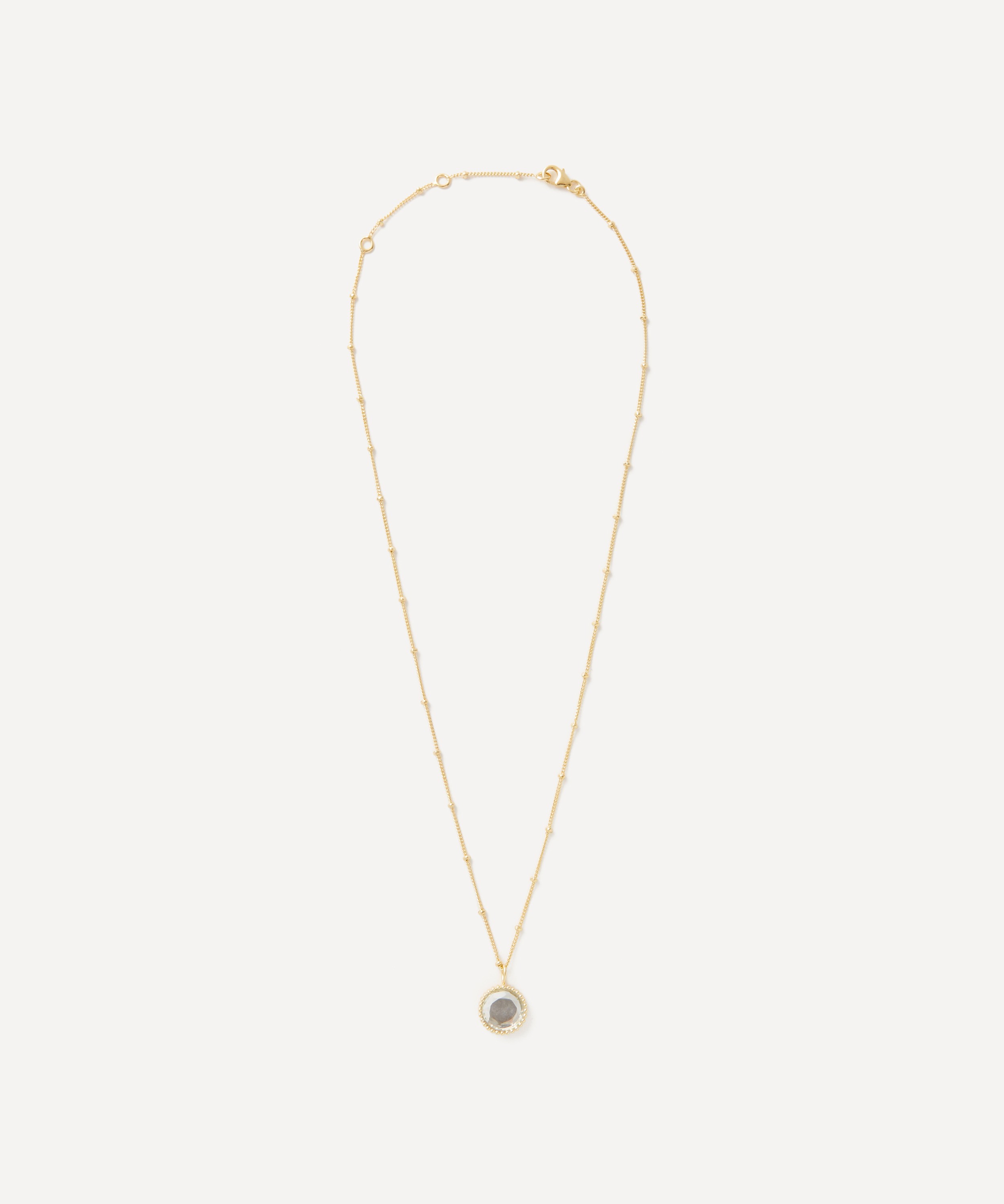 Auree - 18ct Gold-Plated Vermeil Silver Barcelona August Green Amethyst Birthstone Necklace image number 1