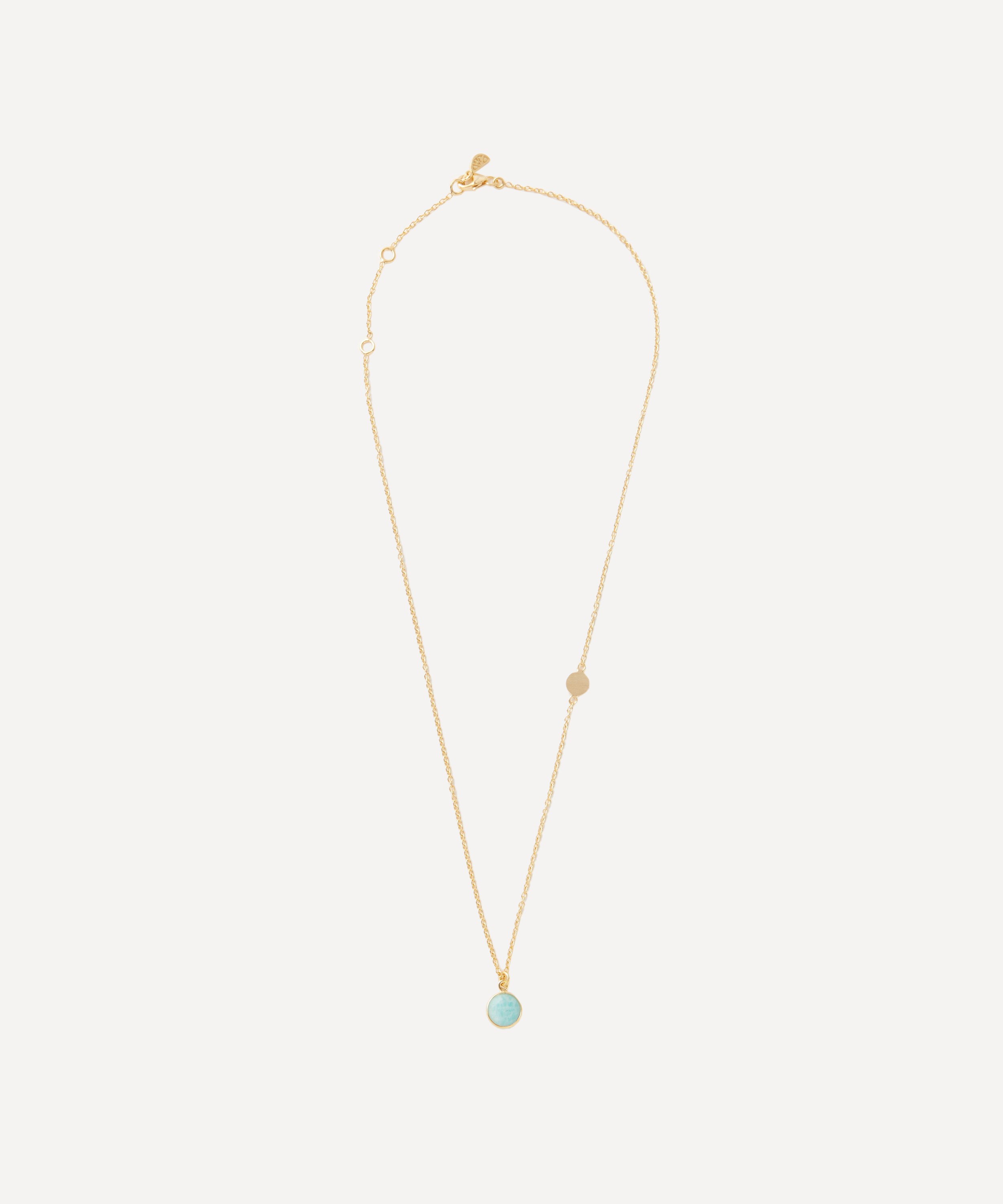 Auree - 18ct Gold-Plated Vermeil Silver Salina Amazonite Disc Pendant Necklace image number 1
