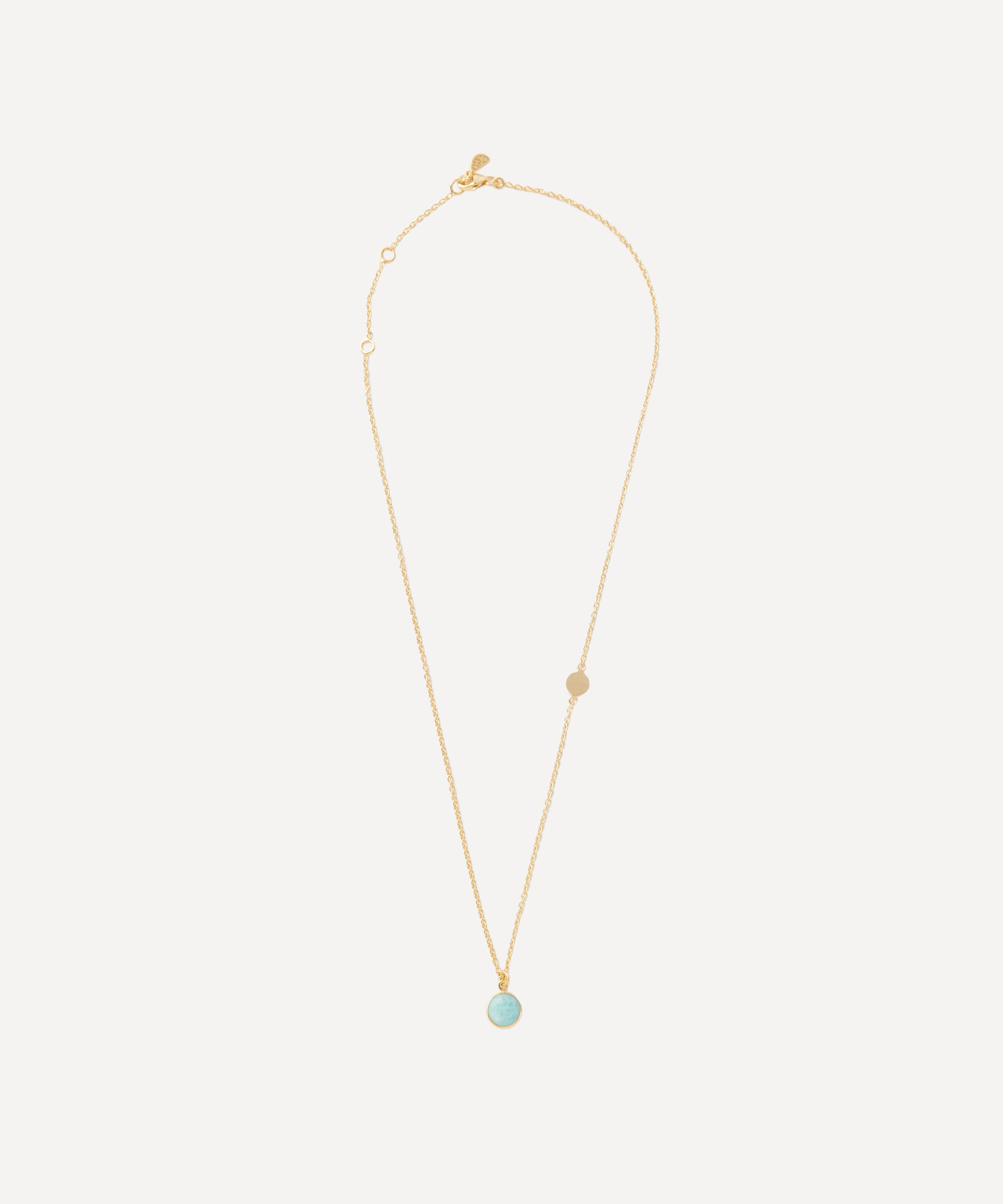 Auree - 18ct Gold-Plated Vermeil Silver Salina Amazonite Disc Pendant Necklace image number 1