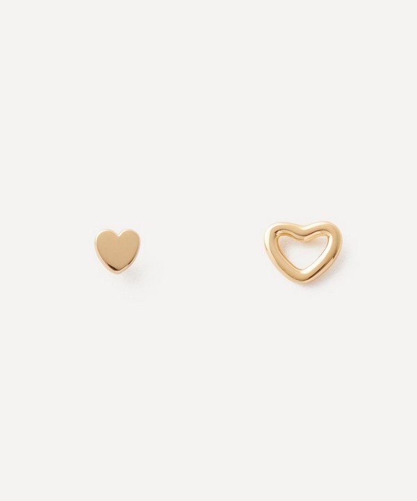 Auree - 18ct Gold-Plated Vermeil Silver Verona Mini Heart Stud Earrings Set of Two