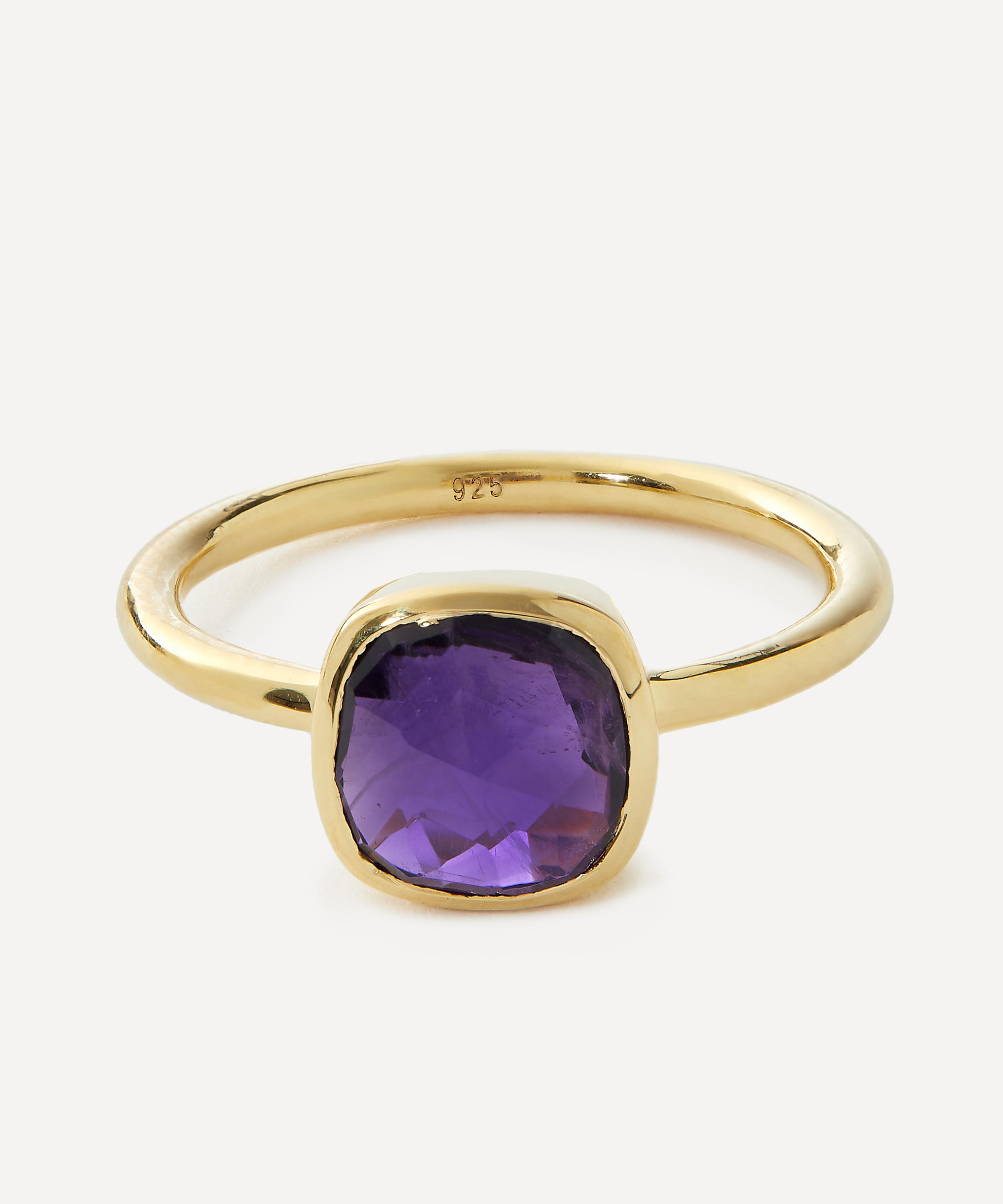 Auree - 18ct Gold-Plated Vermeil Silver Mondello Amethyst Ring image number 0
