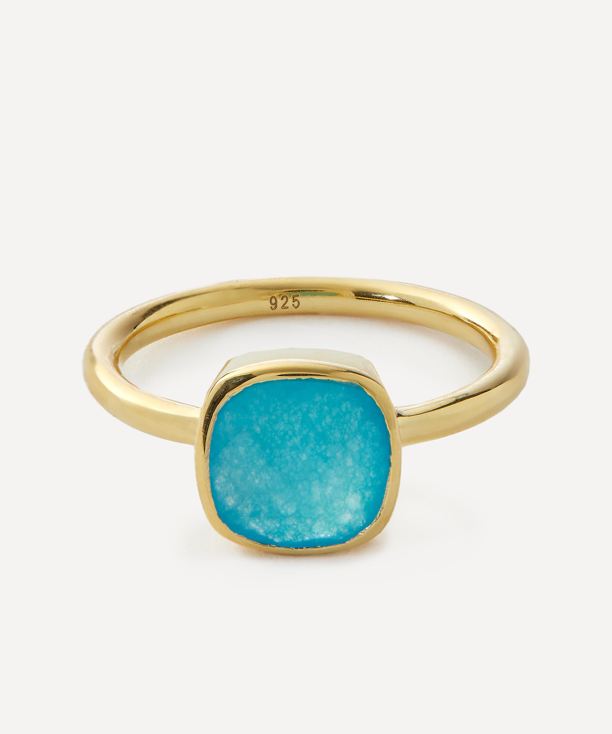 Auree - 18ct Gold-Plated Vermeil Silver Mondello Aqua Quartz Ring image number 0