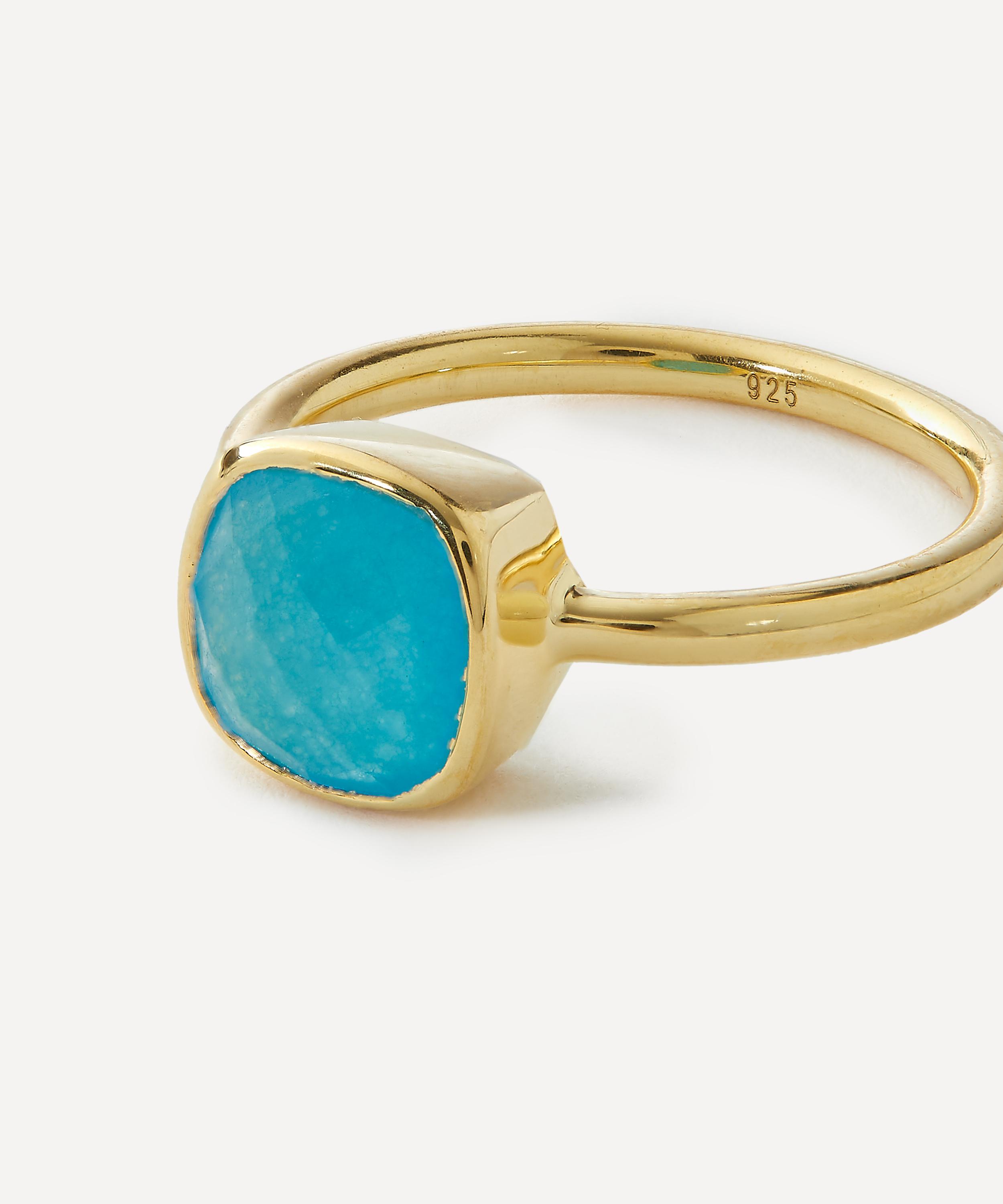 Auree - 18ct Gold-Plated Vermeil Silver Mondello Aqua Quartz Ring image number 1