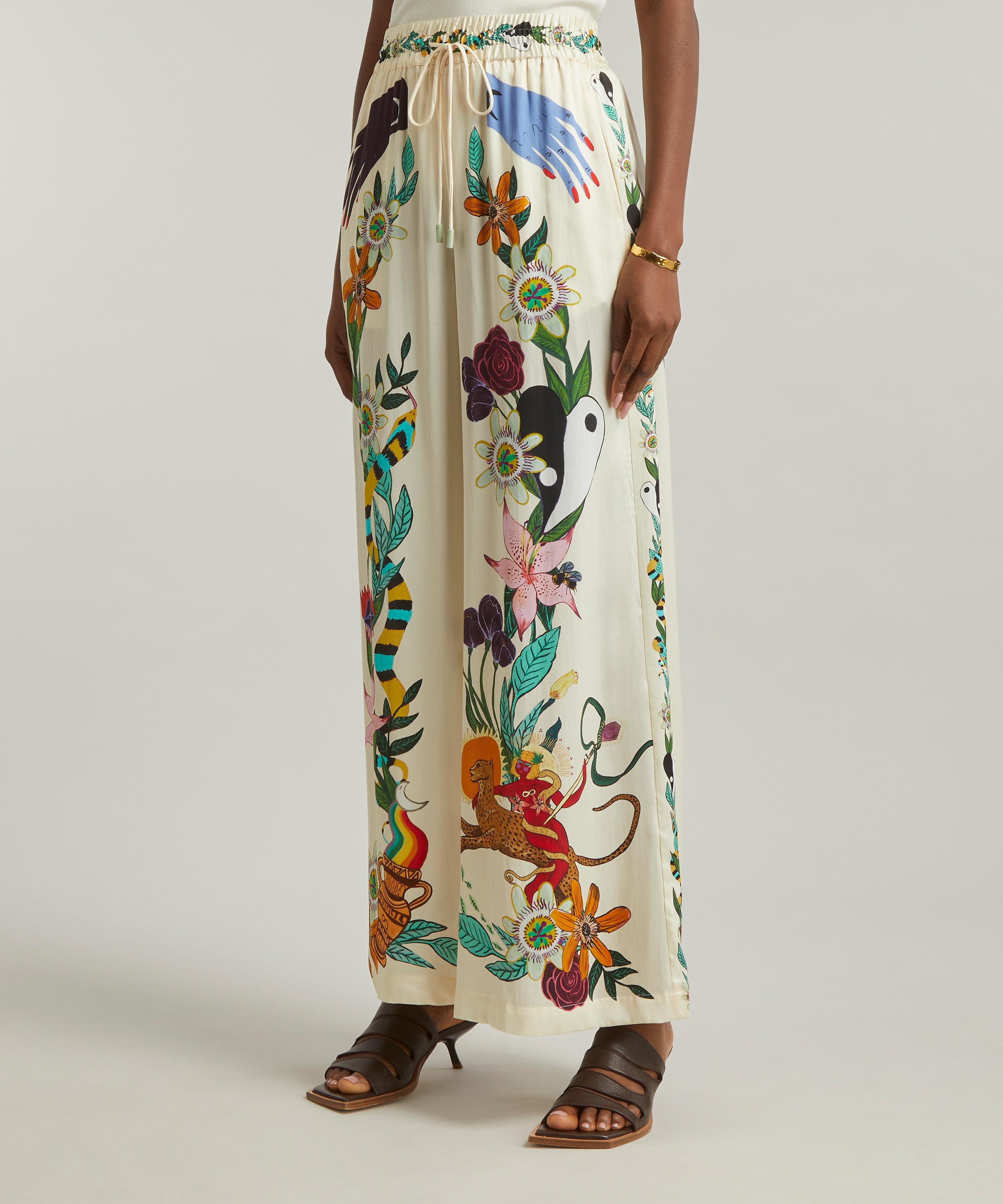 Printed Wide Leg Trousers