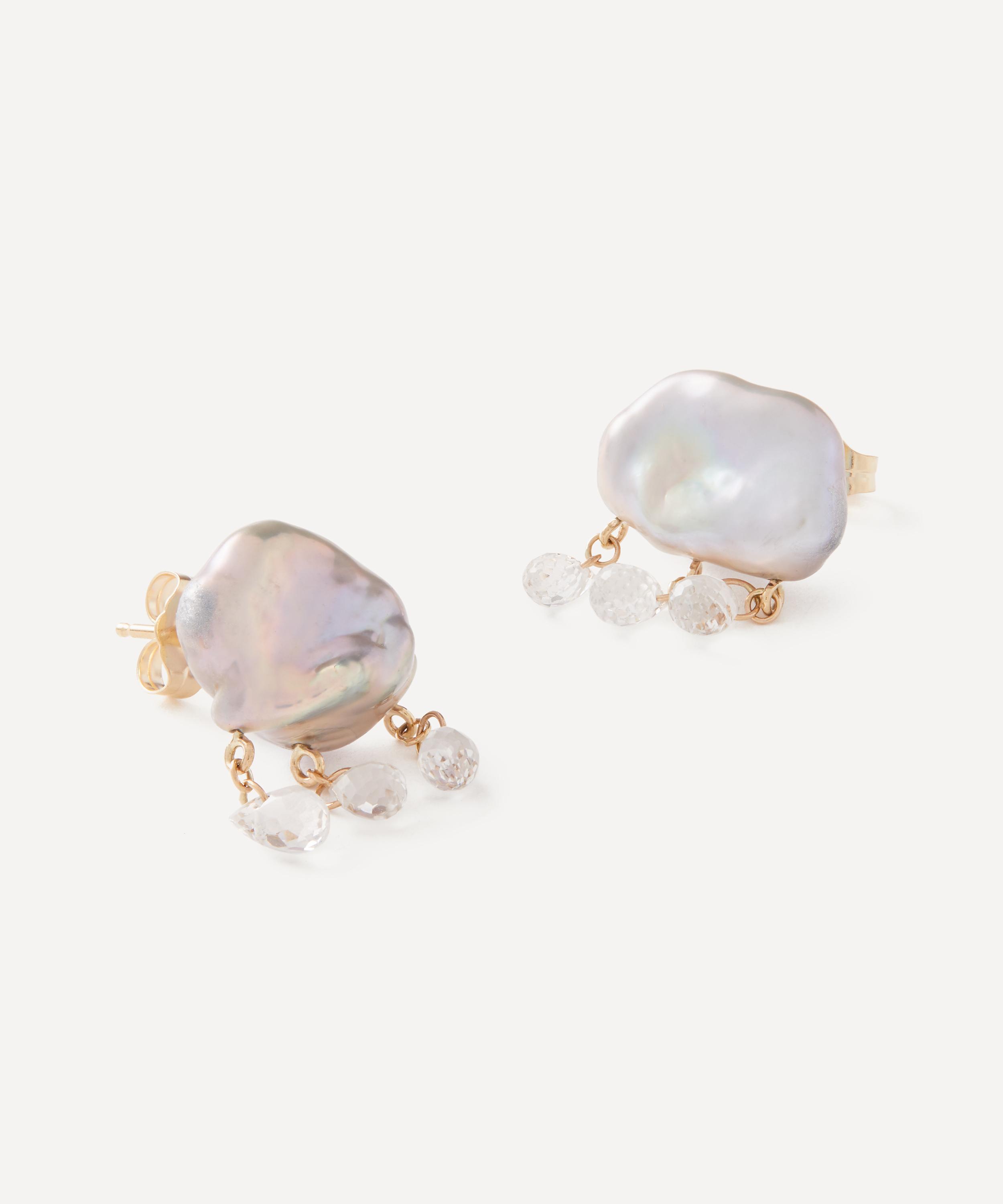 Rachel Quinn - 14ct Gold Rainy Day Pearl Stud Earrings image number 1