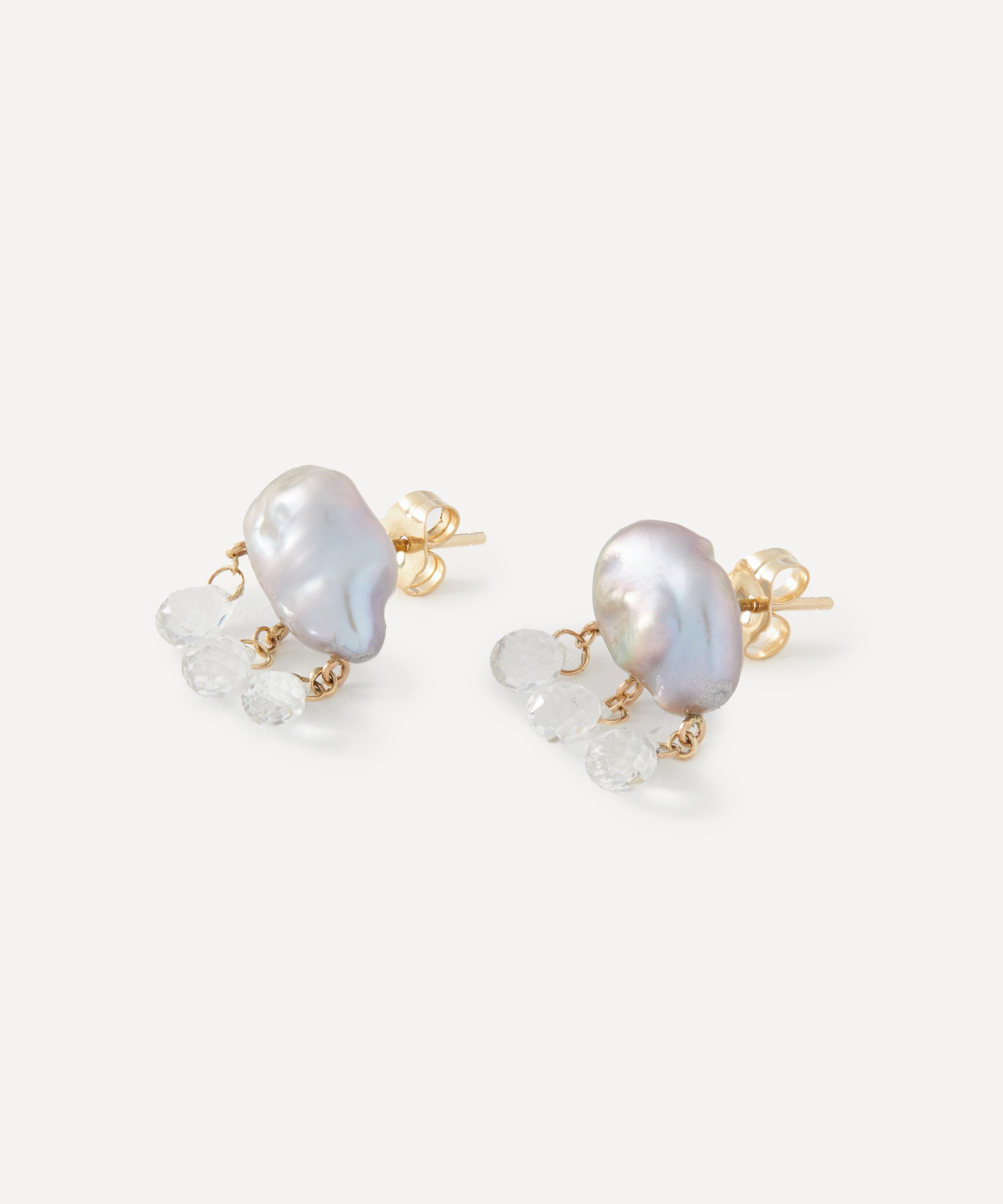 Rachel Quinn - 14ct Gold Rainy Day Pearl Stud Earrings image number 1