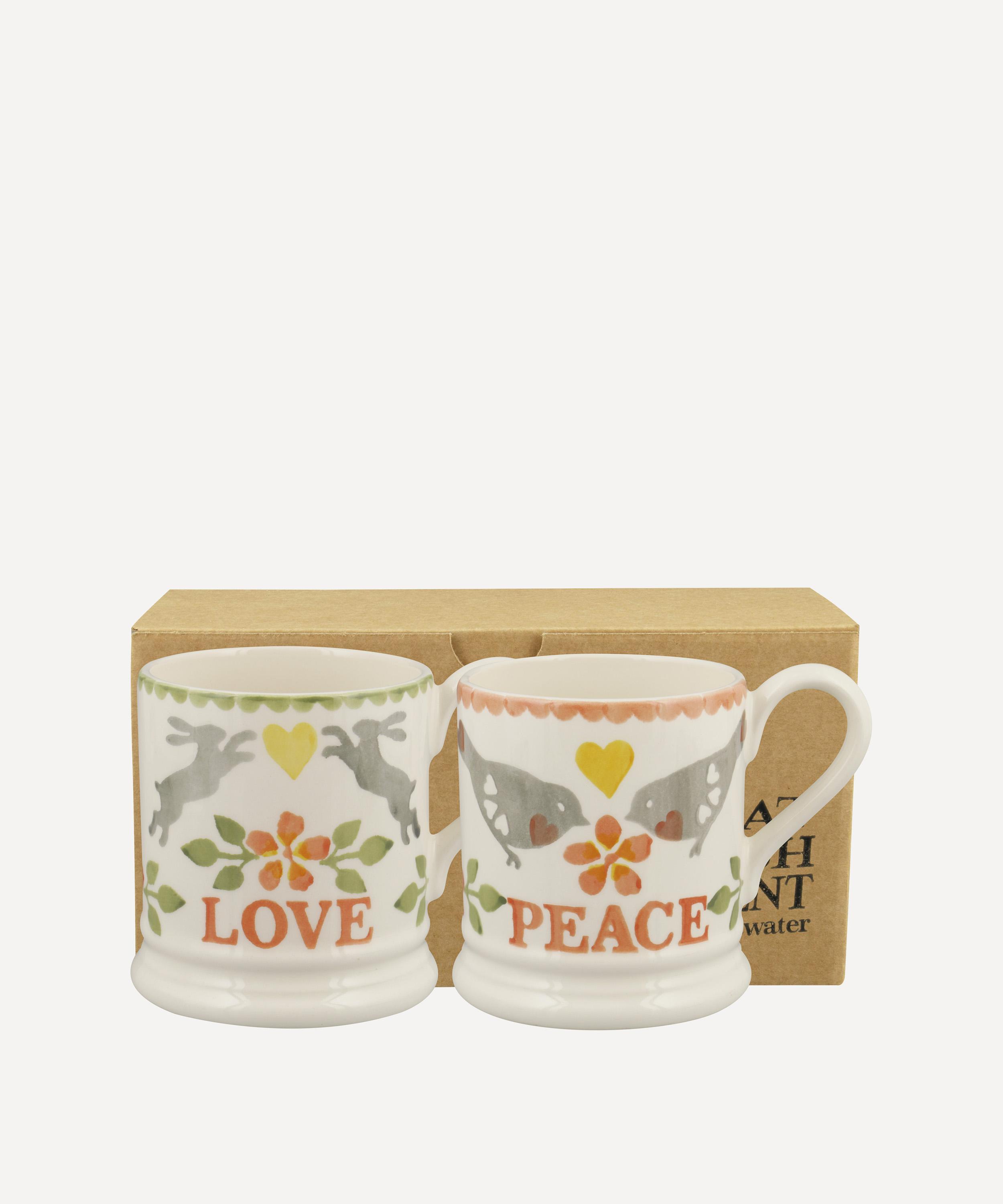 Emma Bridgewater - Lovebirds Coral Boxed Half-Pint Mugs