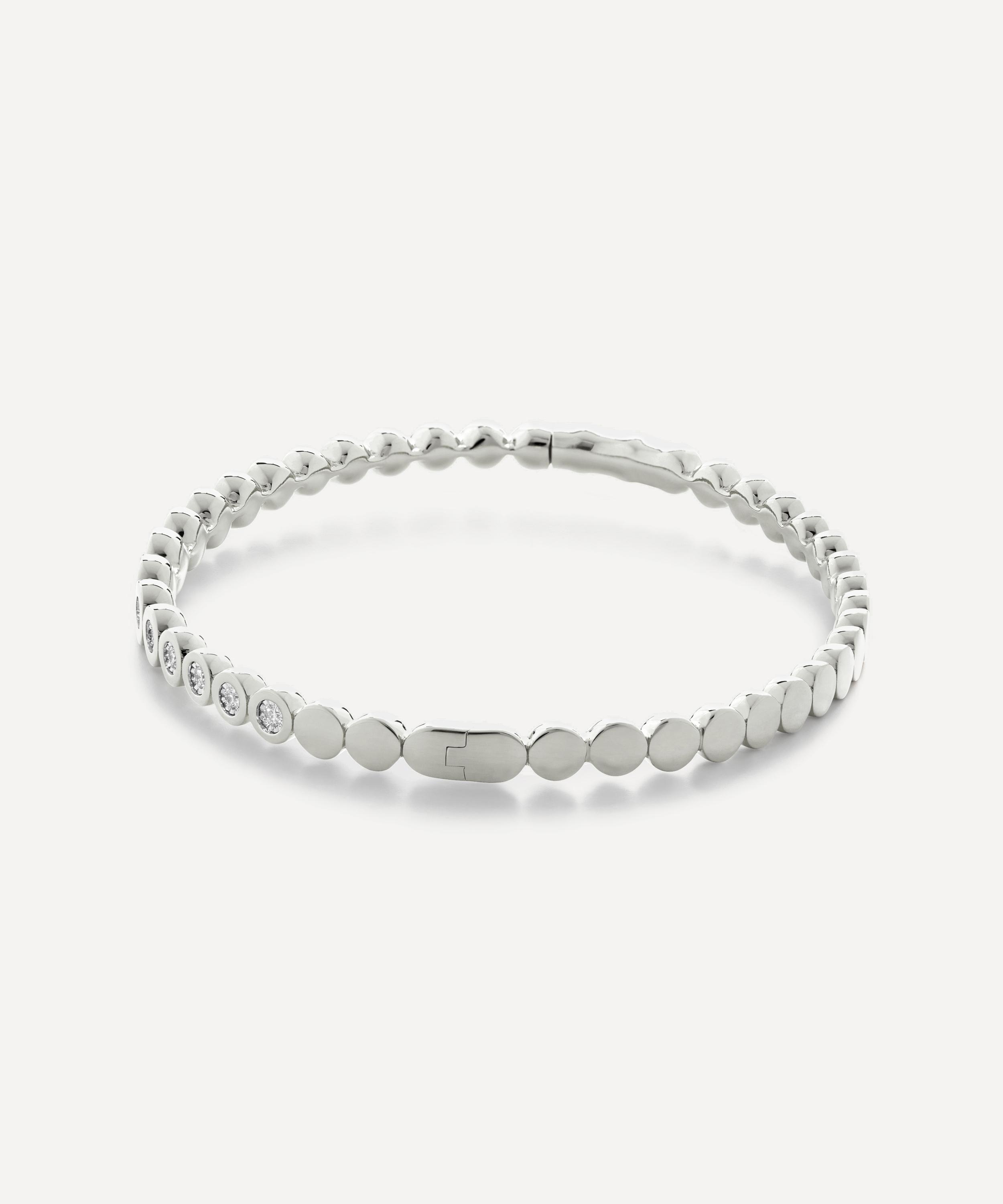 Monica Vinader - Sterling Silver Diamond Graduated Bangle Bracelet image number 2
