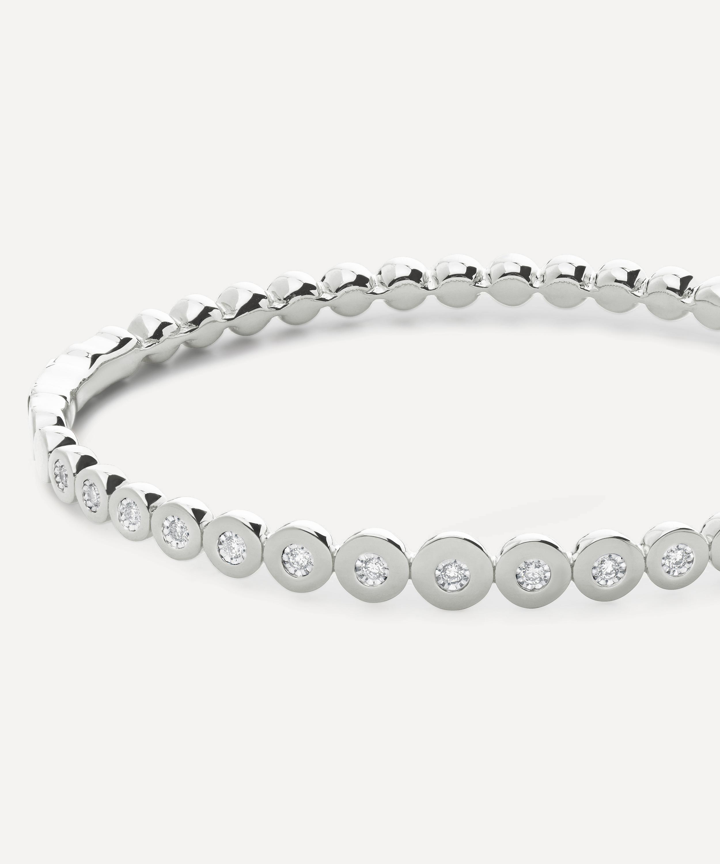 Monica Vinader - Sterling Silver Diamond Graduated Bangle Bracelet image number 3