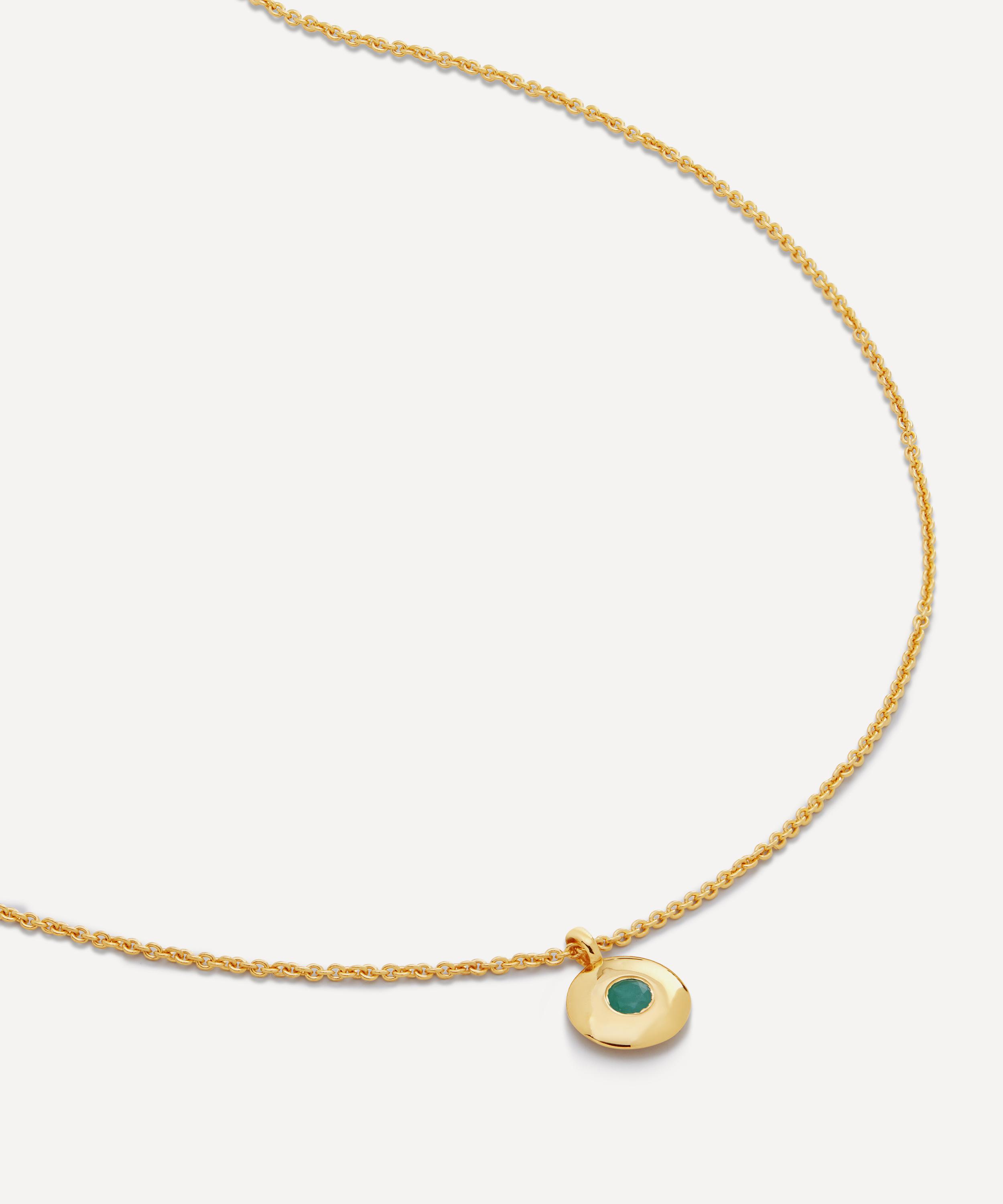 Monica Vinader - 18ct Gold-Plated Vermeil Silver Emerald Birthstone Pendant Necklace image number 0