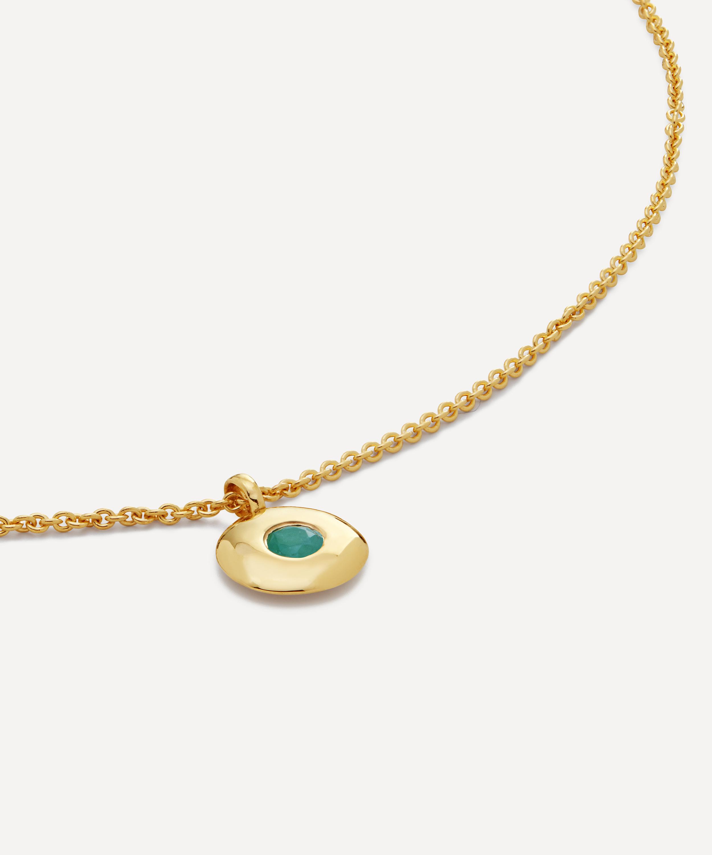 Monica Vinader - 18ct Gold-Plated Vermeil Silver Emerald Birthstone Pendant Necklace image number 1