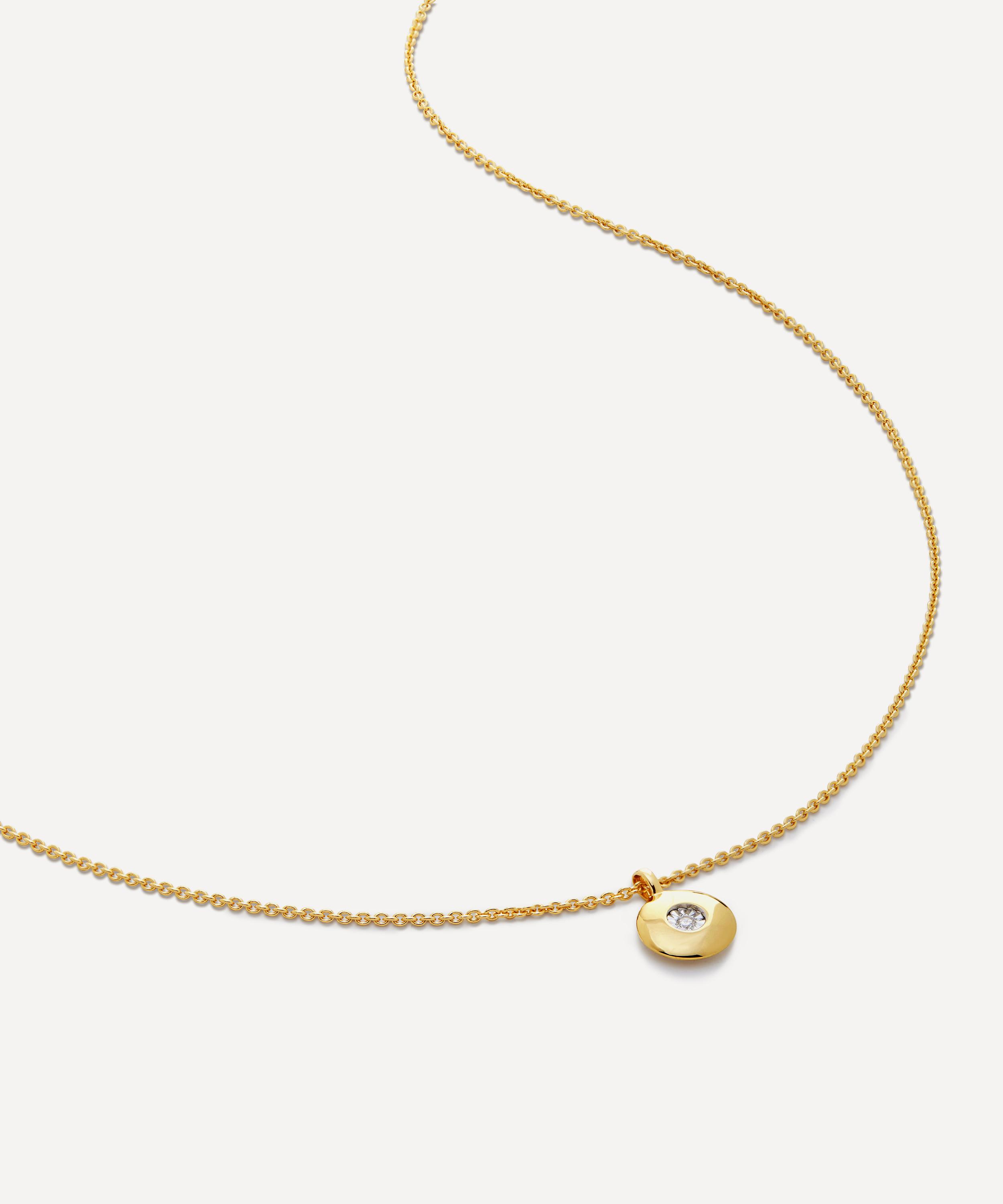 Monica Vinader - 18ct Gold-Plated Vermeil Silver Diamond Birthstone Pendant Necklace image number 0