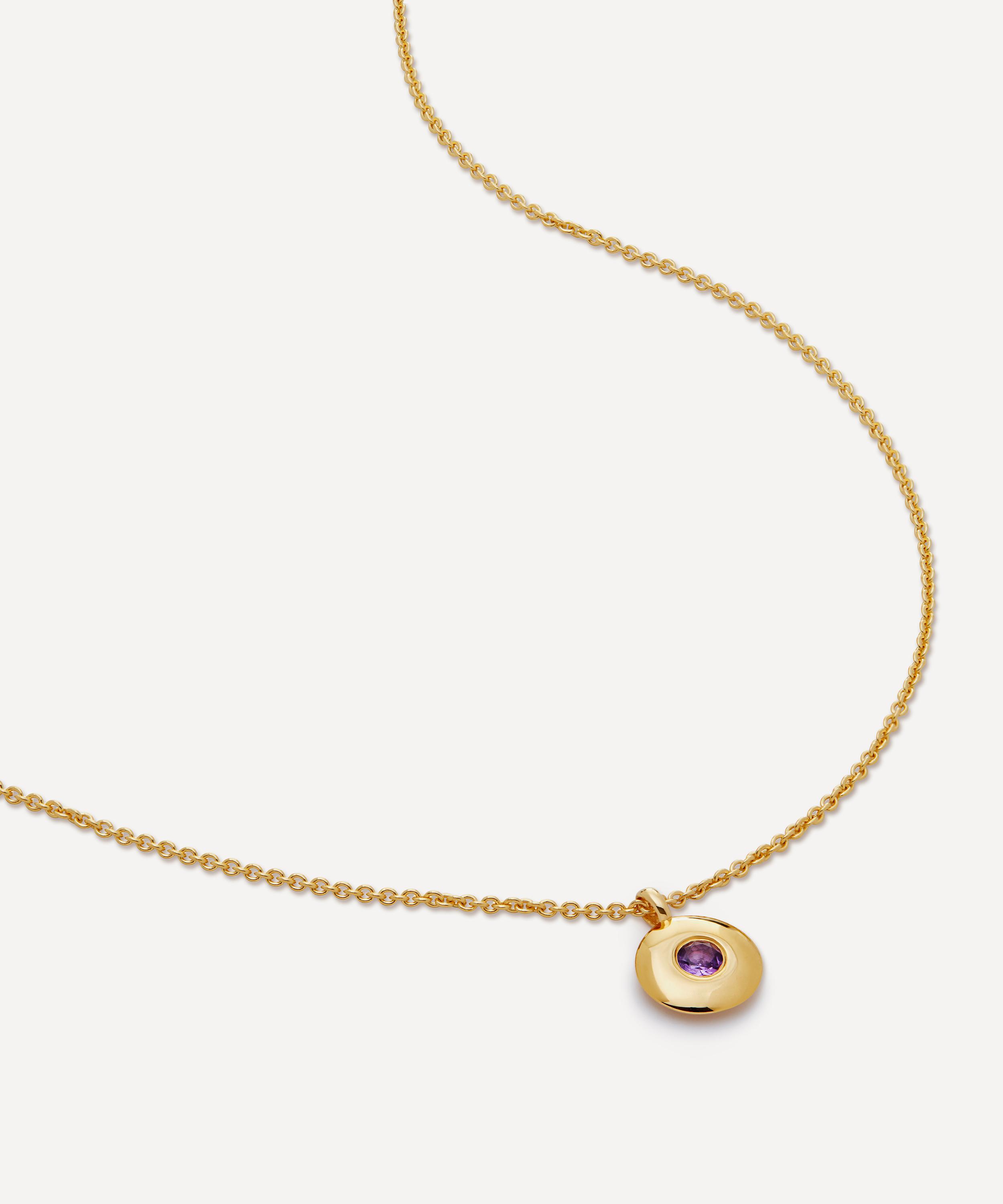 Monica Vinader - 18ct Gold-Plated Vermeil Silver Amethyst Birthstone Pendant Necklace image number 0