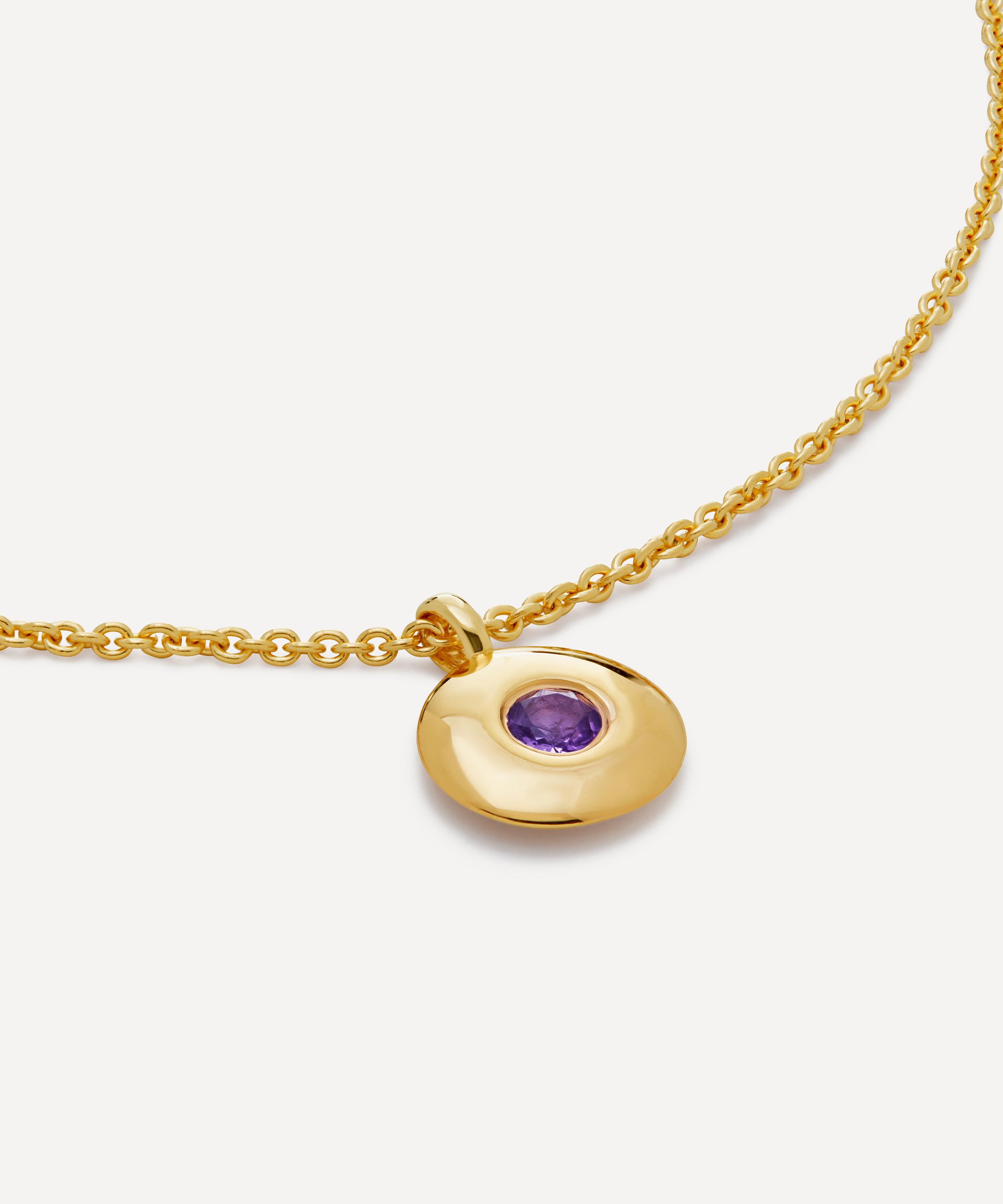 Monica Vinader - 18ct Gold-Plated Vermeil Silver Amethyst Birthstone Pendant Necklace image number 1