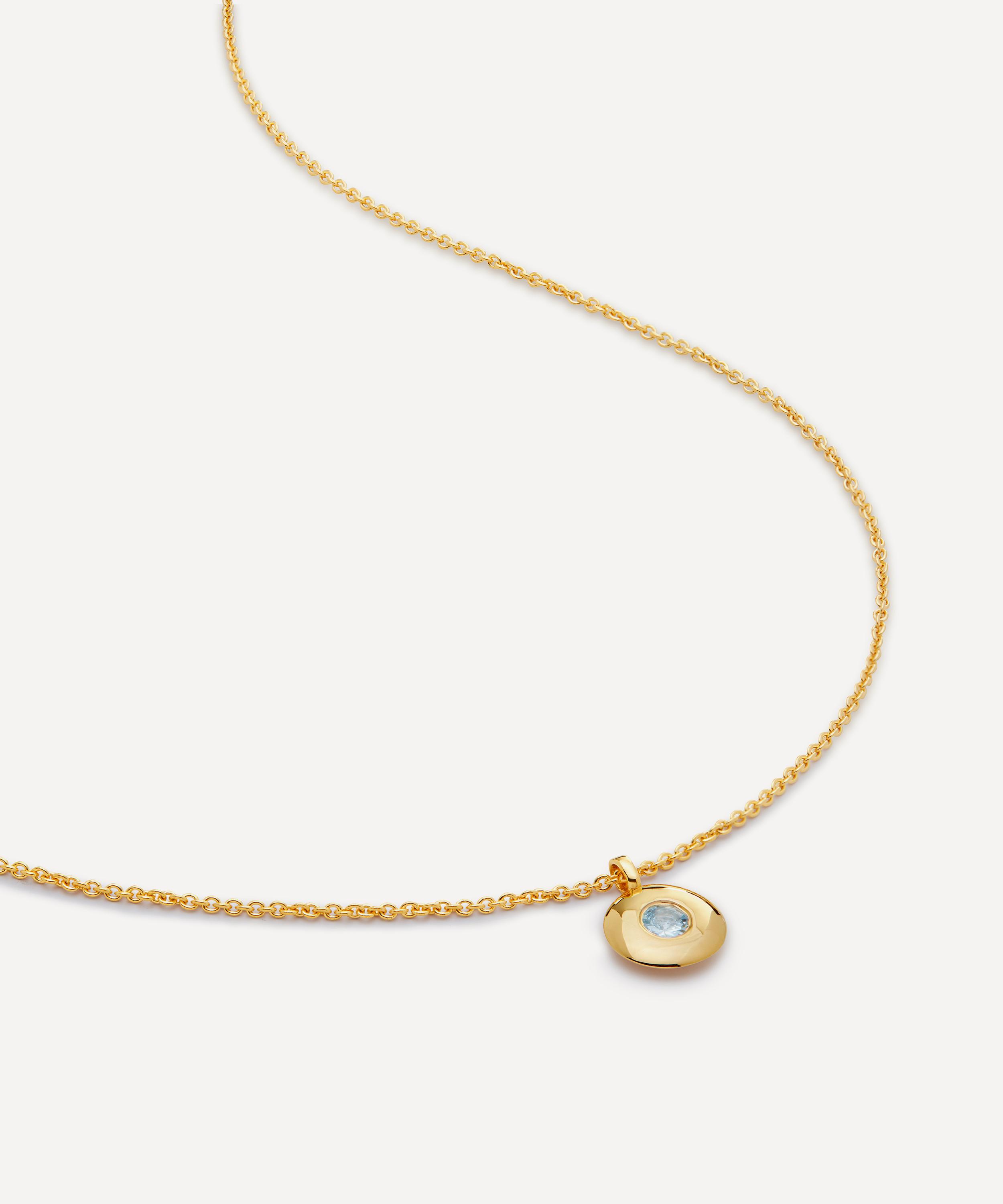 Monica Vinader - 18ct Gold-Plated Vermeil Silver Aquamarine Birthstone Pendant Necklace image number 0