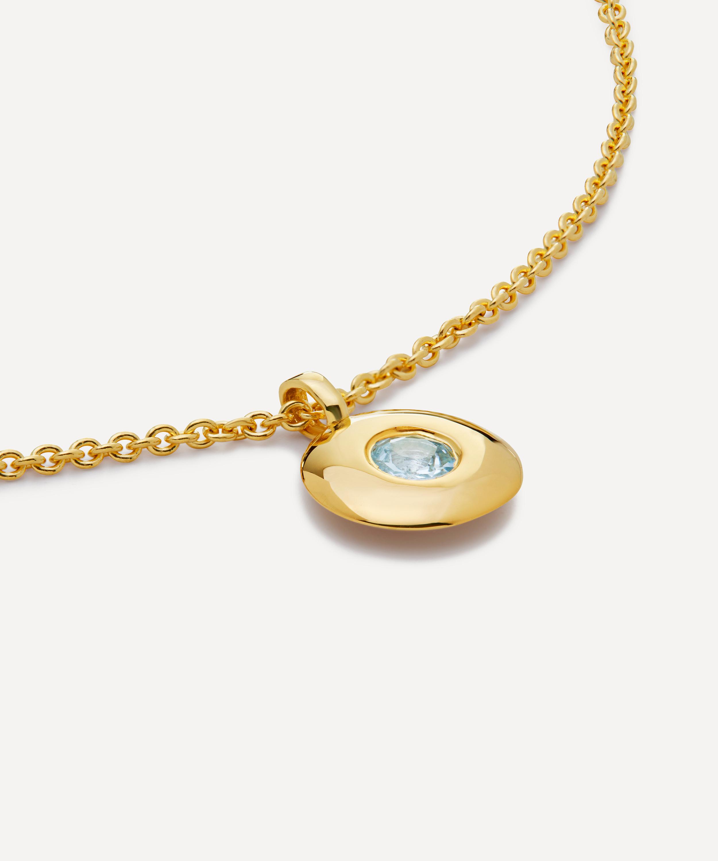 Monica Vinader - 18ct Gold-Plated Vermeil Silver Aquamarine Birthstone Pendant Necklace image number 1