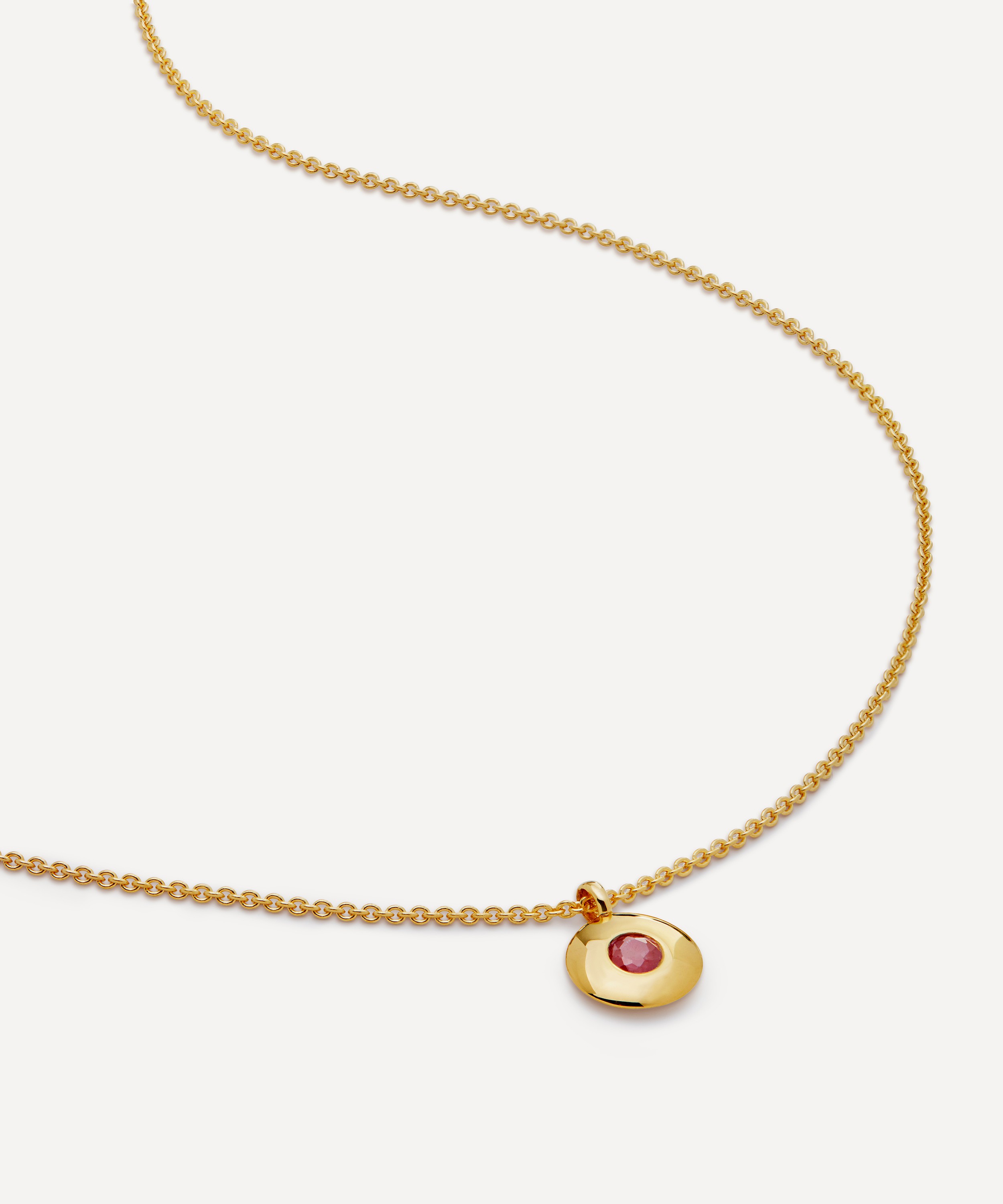 Monica Vinader - 18ct Gold-Plated Vermeil Silver Ruby Birthstone Pendant Necklace image number 0