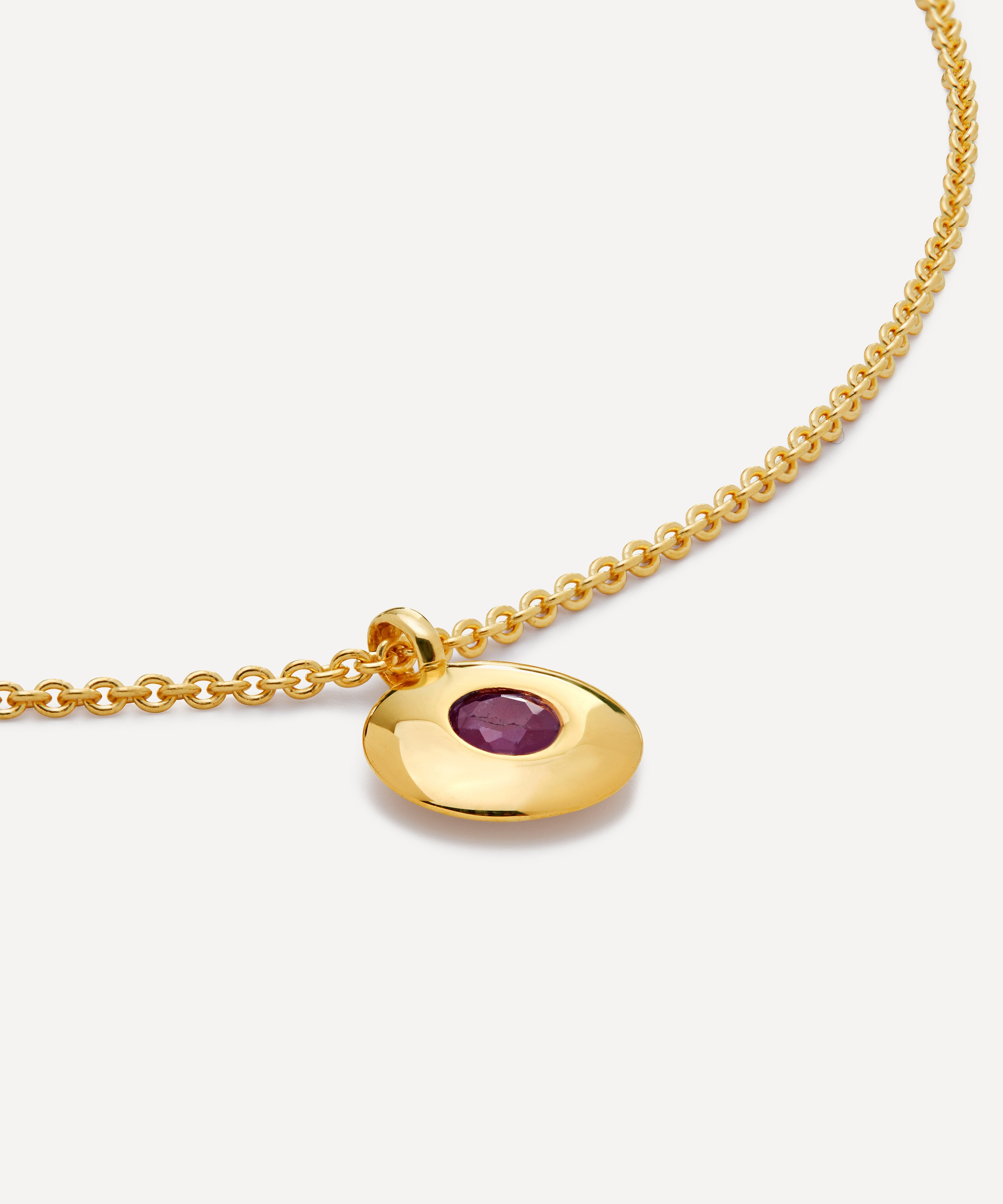 Monica Vinader - 18ct Gold-Plated Vermeil Silver Ruby Birthstone Pendant Necklace image number 1