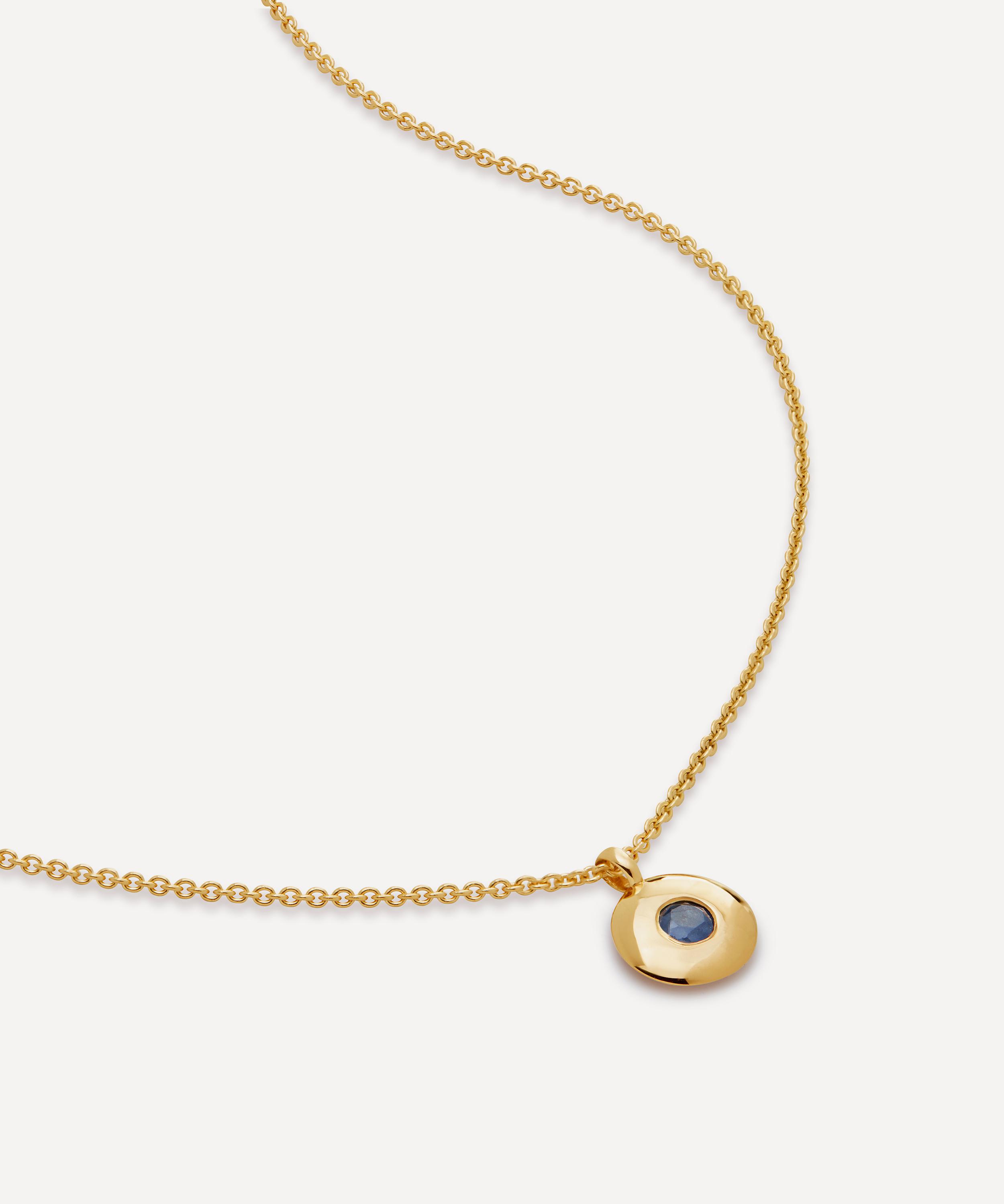 Monica Vinader - 18ct Gold-Plated Vermeil Silver Blue Sapphire Birthstone Pendant Necklace image number 0