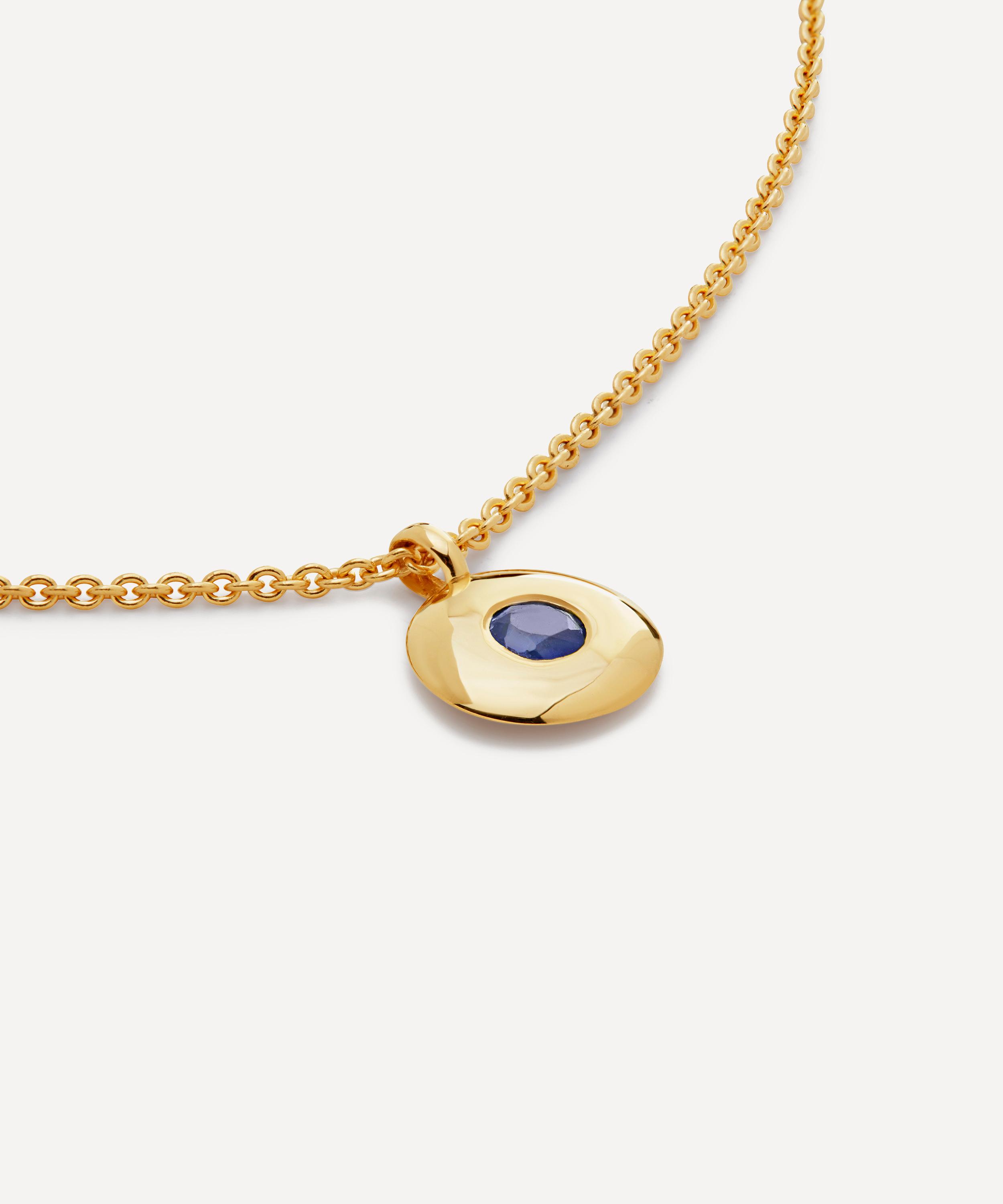 Monica Vinader - 18ct Gold-Plated Vermeil Silver Blue Sapphire Birthstone Pendant Necklace image number 1