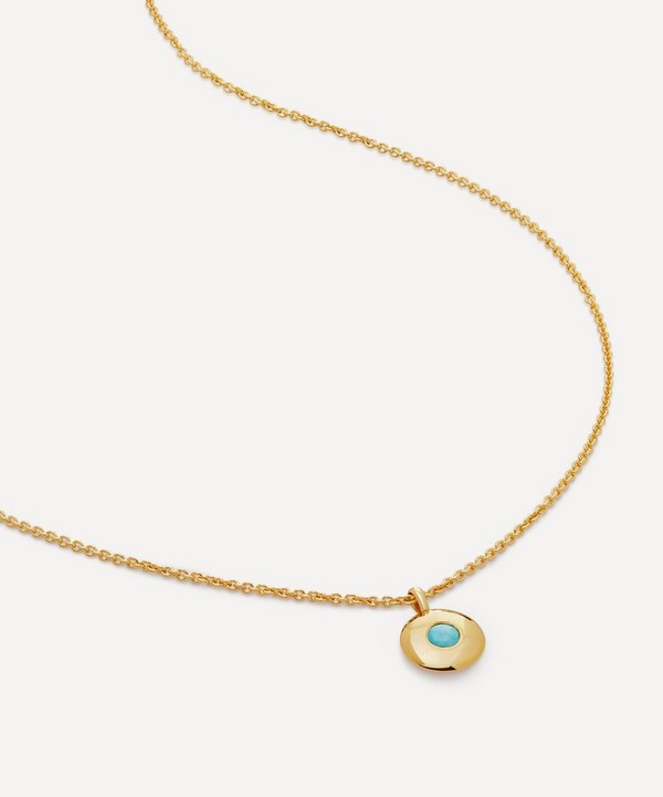 Monica Vinader - 18ct Gold-Plated Vermeil Silver Turquoise Birthstone Pendant Necklace image number null