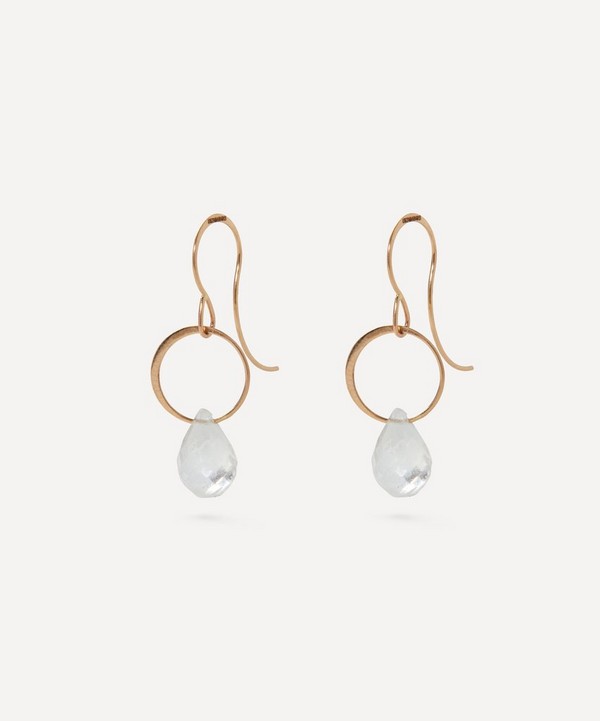 Melissa Joy Manning - 14ct Gold White Topaz Single Drop Earrings image number null
