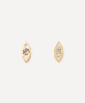 Melissa Joy Manning - 14ct Gold Mini Diamond and Quartz Stud Earrings image number 0