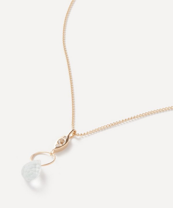 Melissa Joy Manning - 14ct Gold Classic Diamond and Aquamarine Drop Pendant Necklace