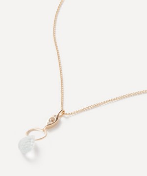 Melissa Joy Manning - 14ct Gold Classic Diamond and Aquamarine Drop Pendant Necklace image number 0