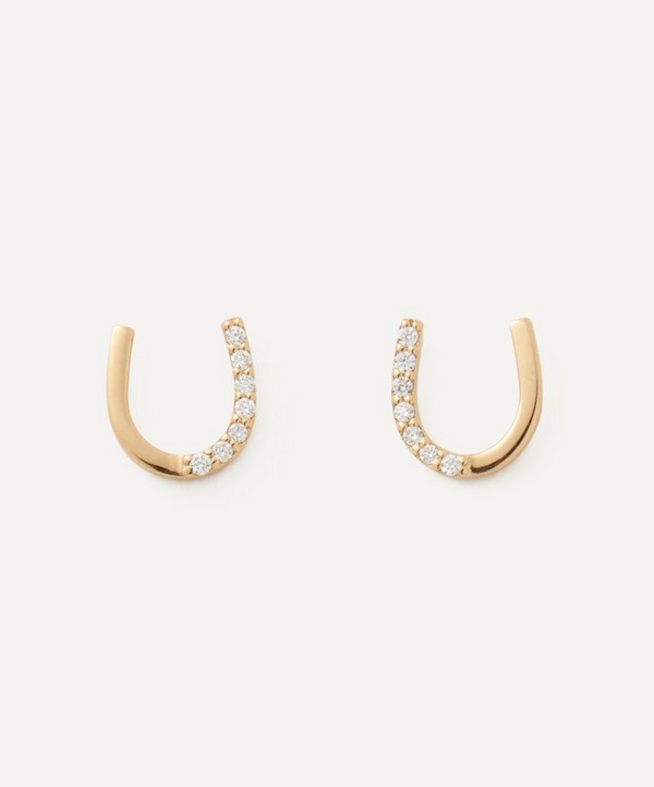 Melissa Joy Manning - 14ct Gold Diamond Horseshoe Stud Earrings image number null