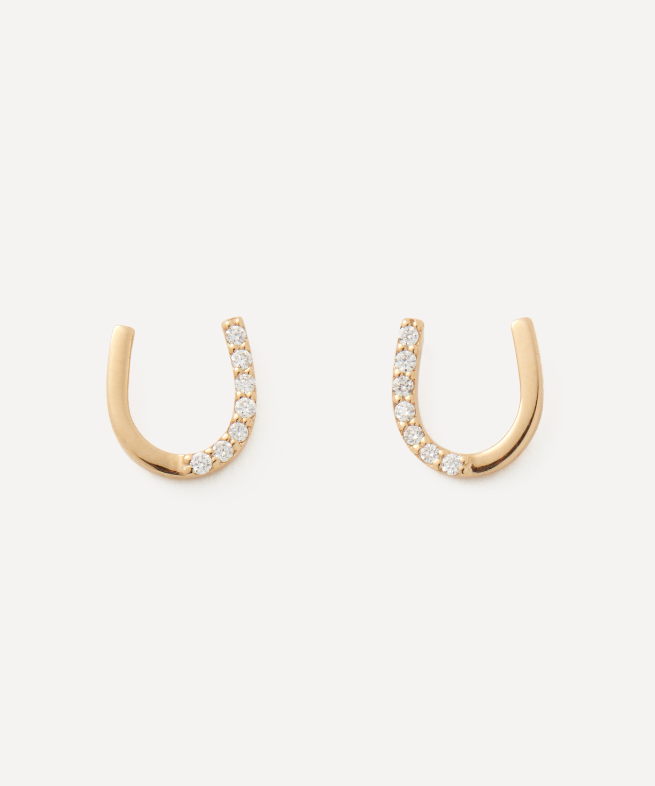 Melissa Joy Manning - 14ct Gold Diamond Horseshoe Stud Earrings image number 0